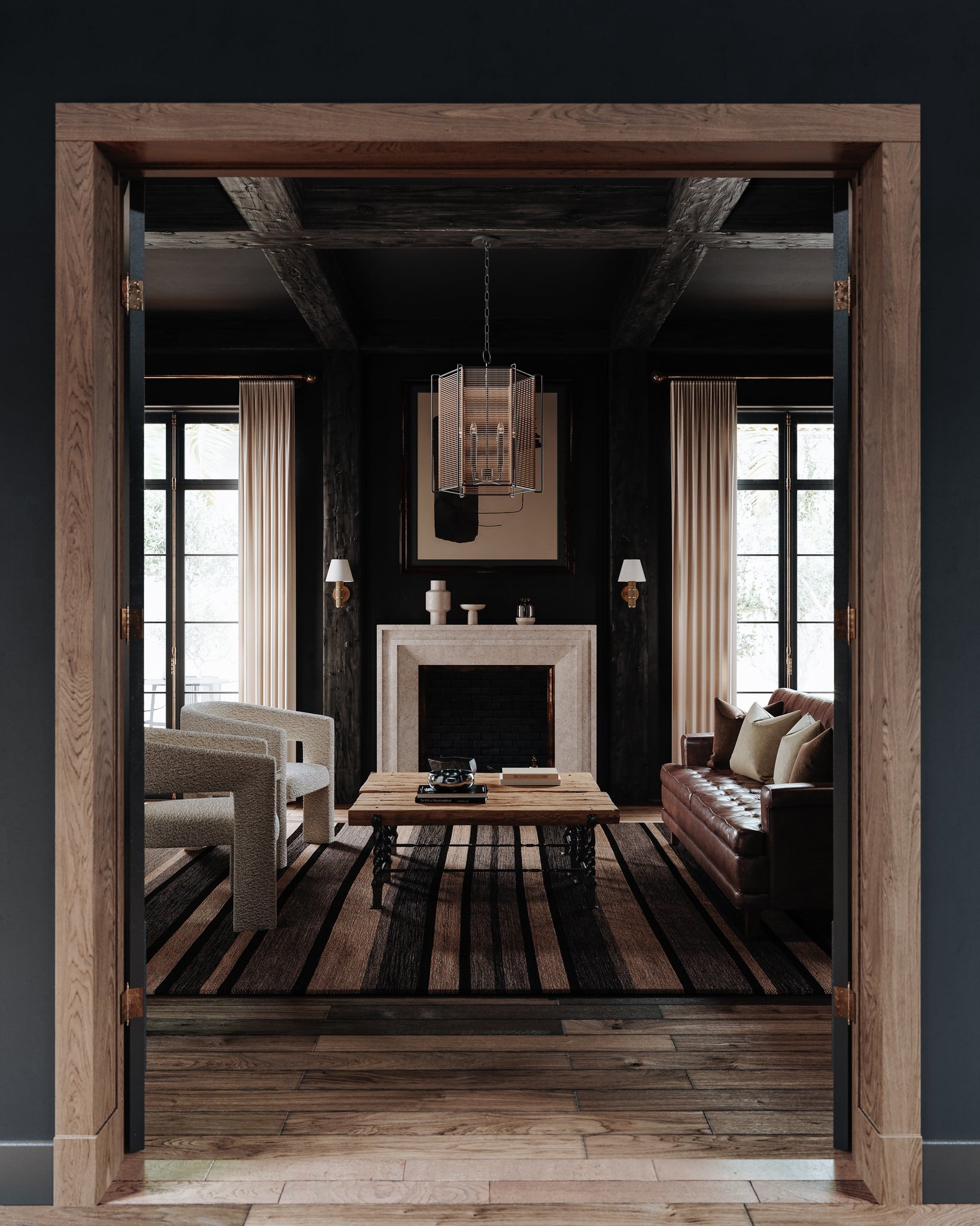 Ramon Lantern 22" styled in a covered porch for warm, layered light at Laurie Yapp Home.