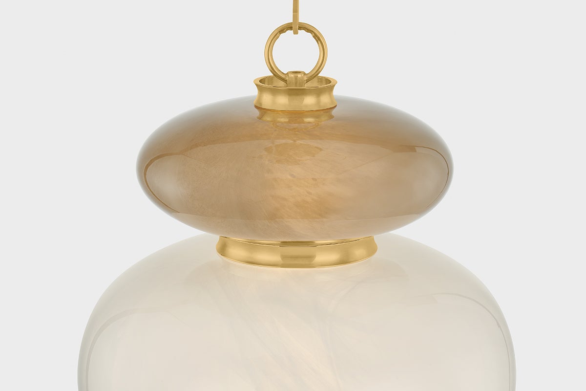 Close-up of the Syros Pendant 13.75" showing the shade shape and metal detail.