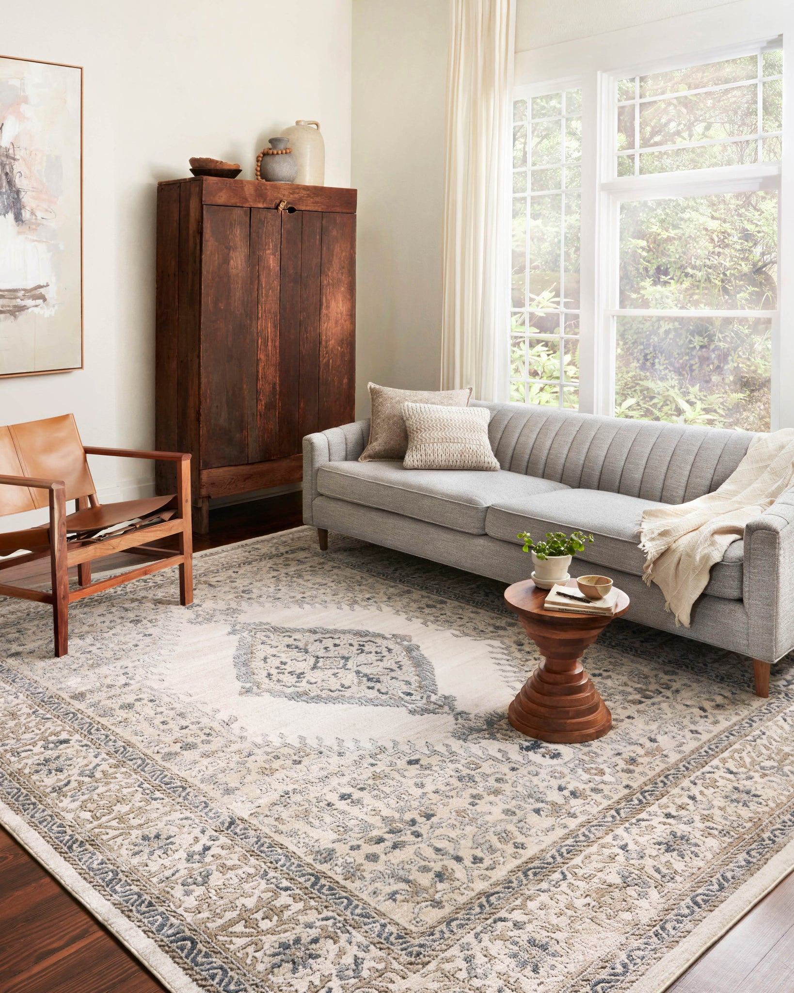 Teagan Oatmeal / Ivory shown from a different angle to reveal its pattern.