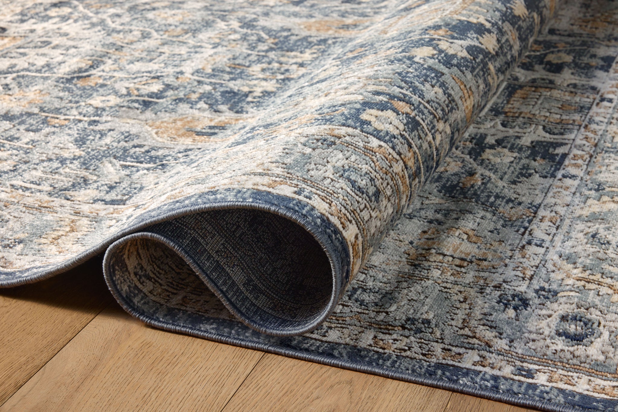 Teagan Denim / Pebble shown from a different angle to reveal its pattern.