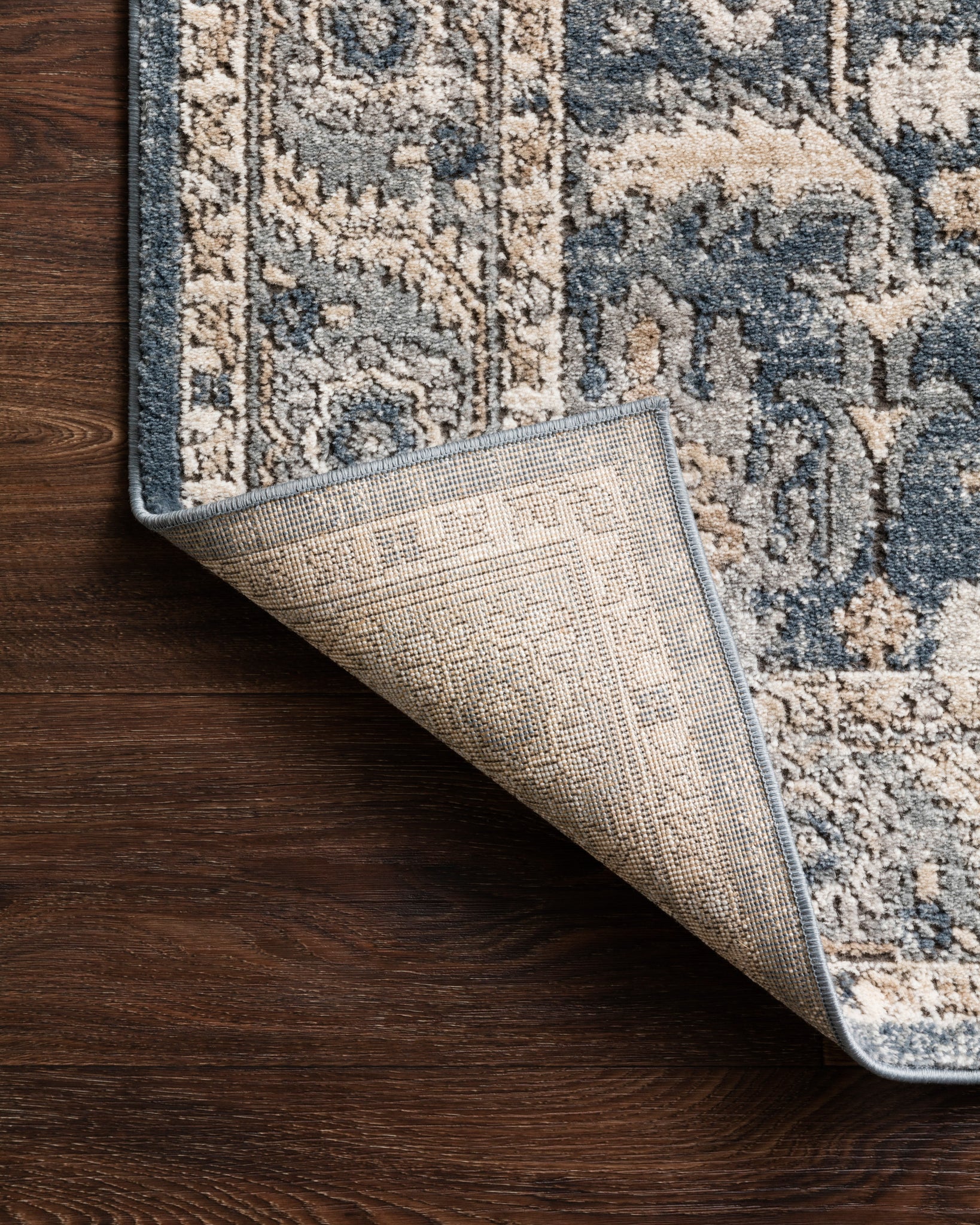 Teagan Denim / Pebble shown from a different angle to reveal its pattern.