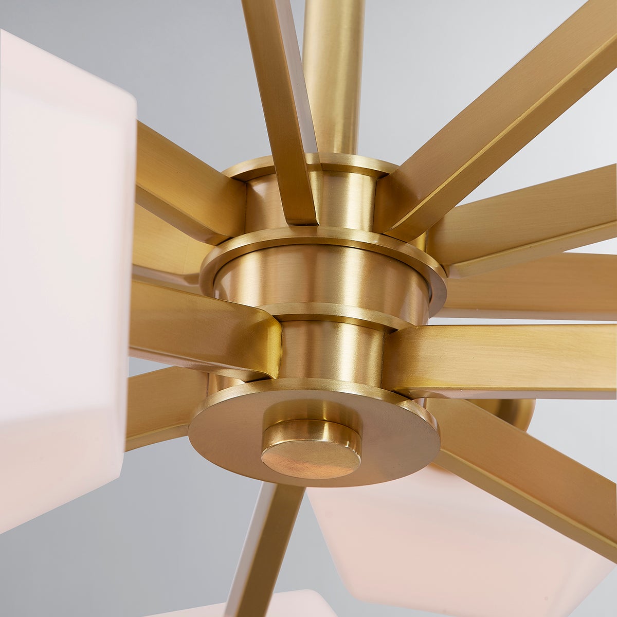 Tring Chandelier in aged brass shown from the front to reveal the frame, arms, and shade detail.