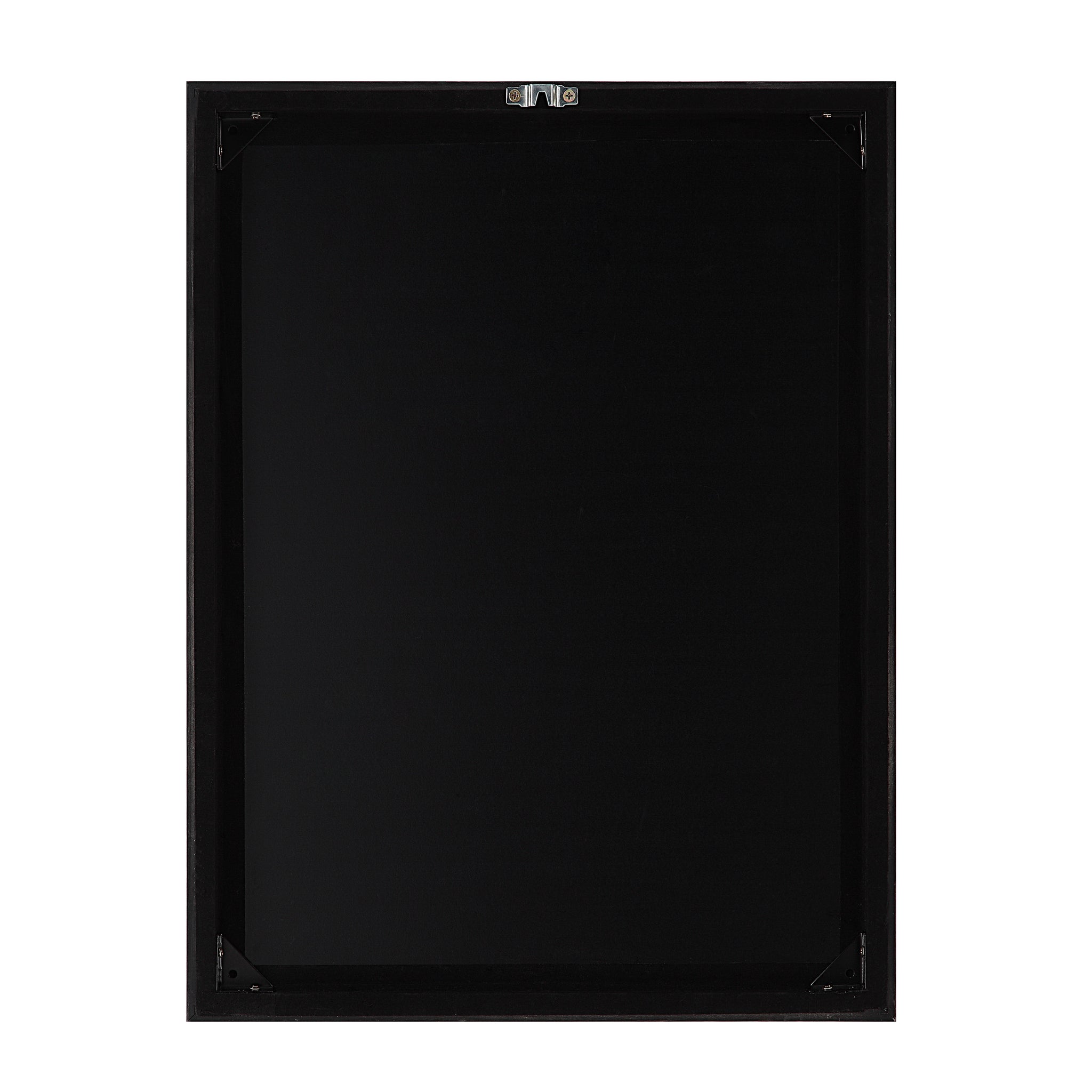 Back view of Basset Canvas Art frame, showcasing a black backing with hanging hardware.