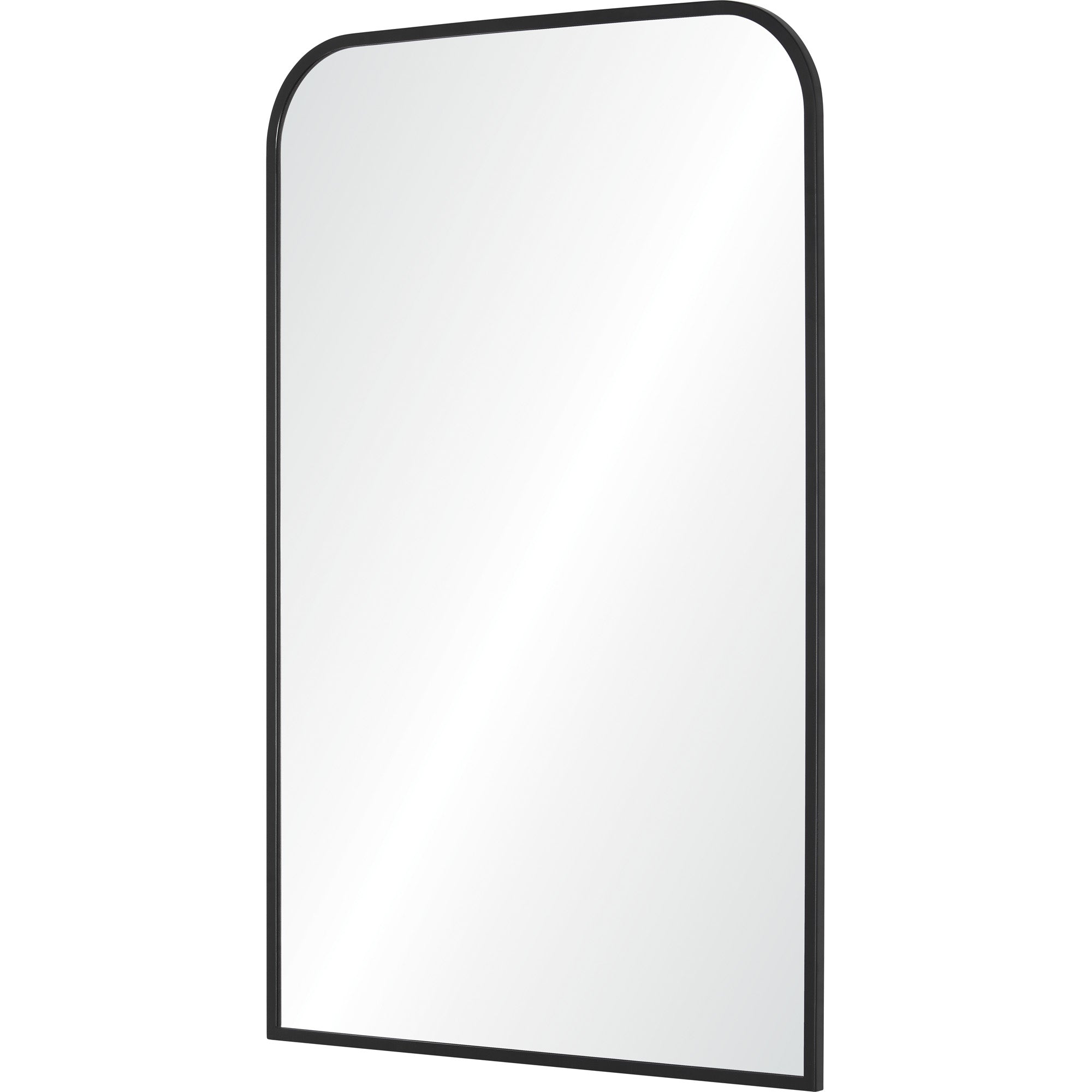Jackline Wall Mirror angled view showcasing black frame and clear reflective surface.