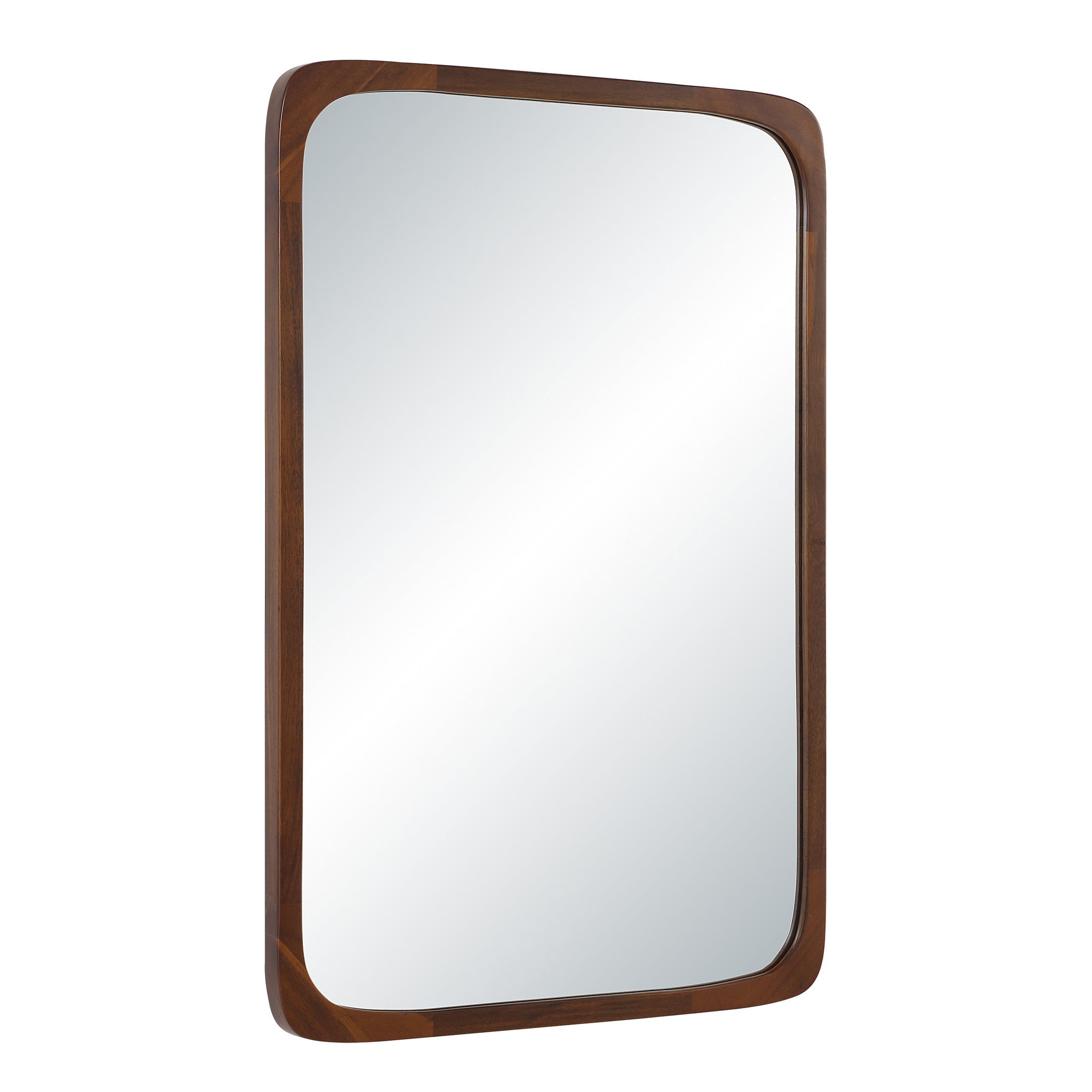 Sisley mirror angled view showcasing a dark wood frame and a smooth reflective surface.
