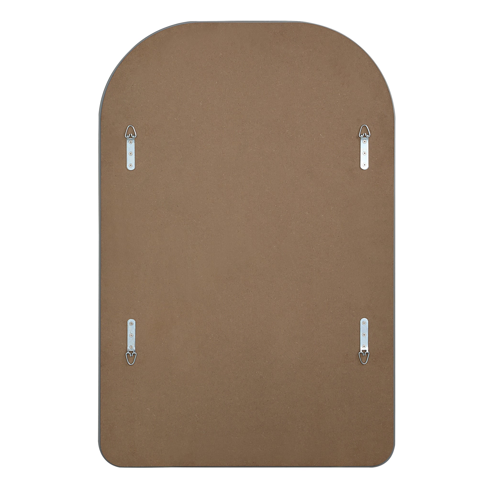 Chania mirror by Renwil, back view showing mounting hardware and brown backing