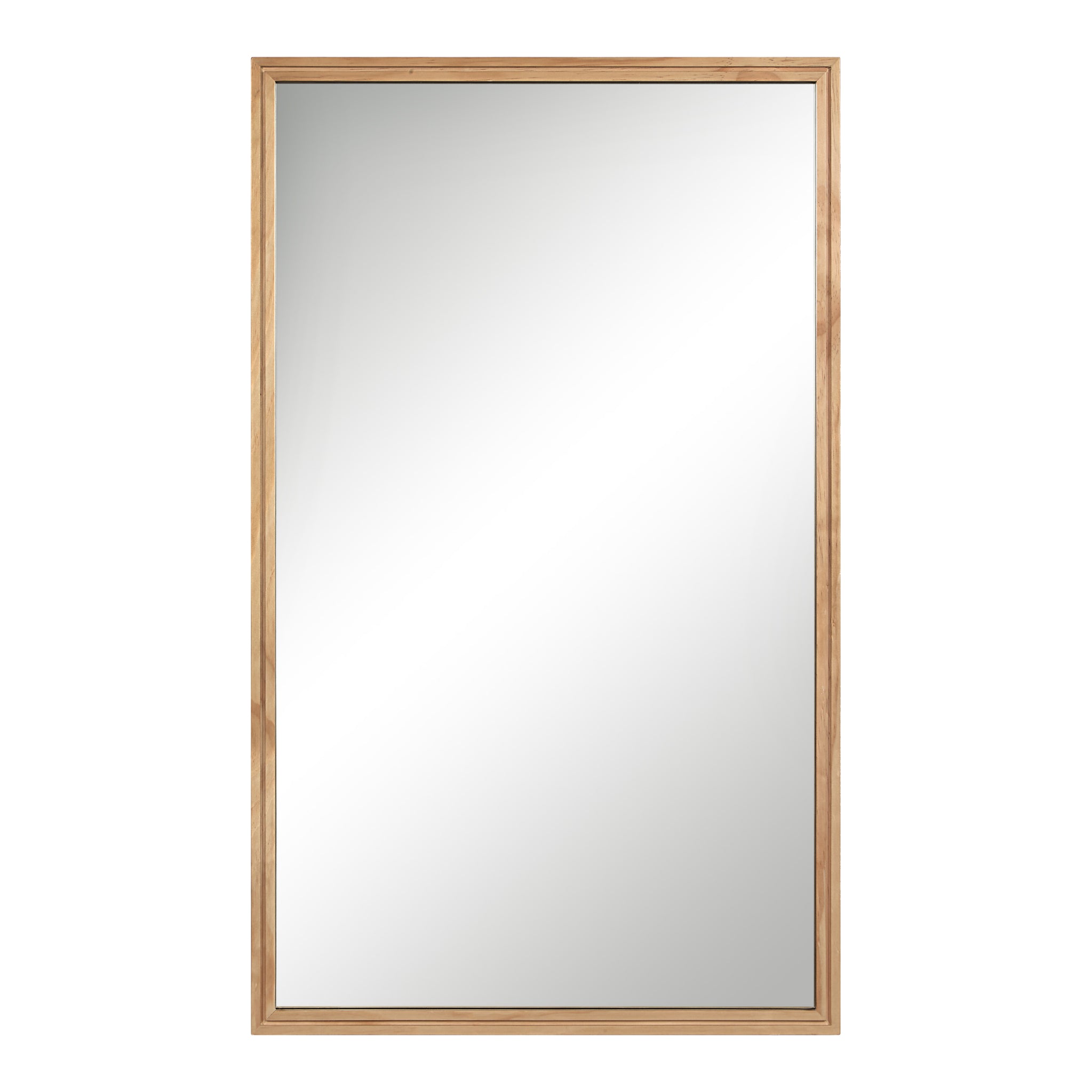 Canas mirror with a natural wood frame, featuring a large reflective surface.
