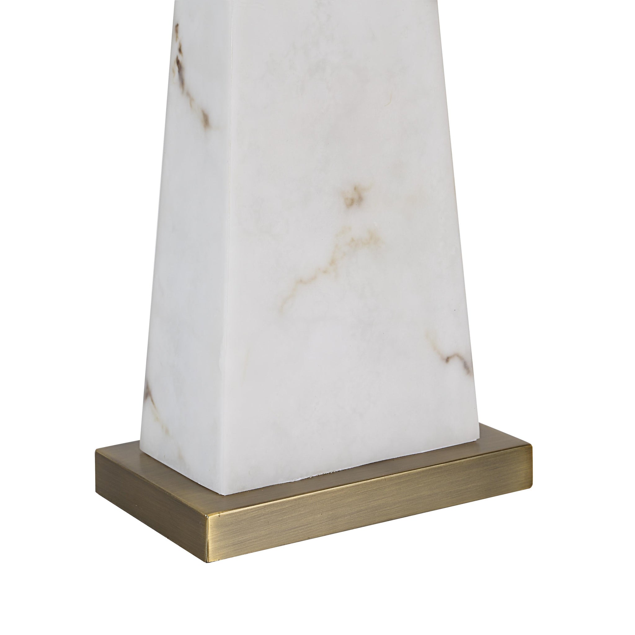 Close-up of Nisrine Table Lamp's marble base with gold square pedestal