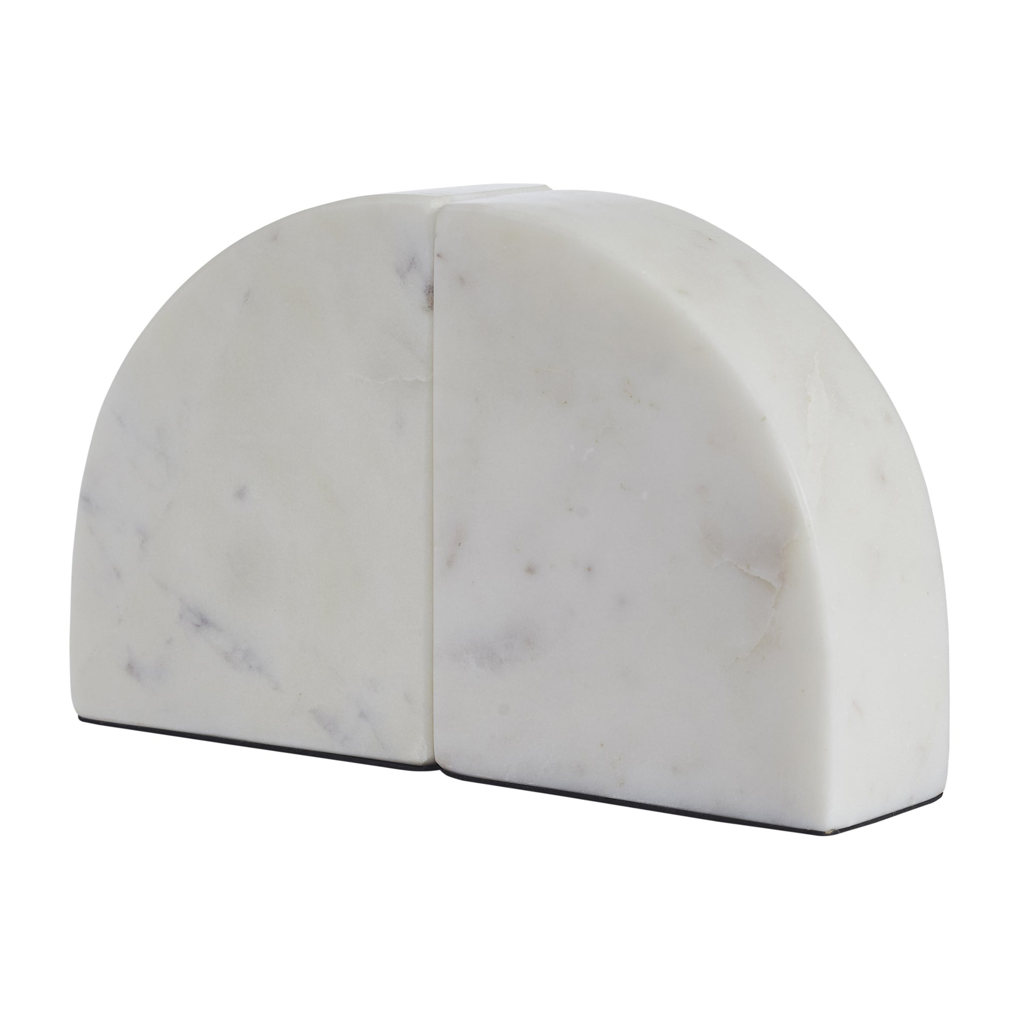 Carvella Bookends in Banswara Marble, showcasing a smooth white finish with subtle veining.