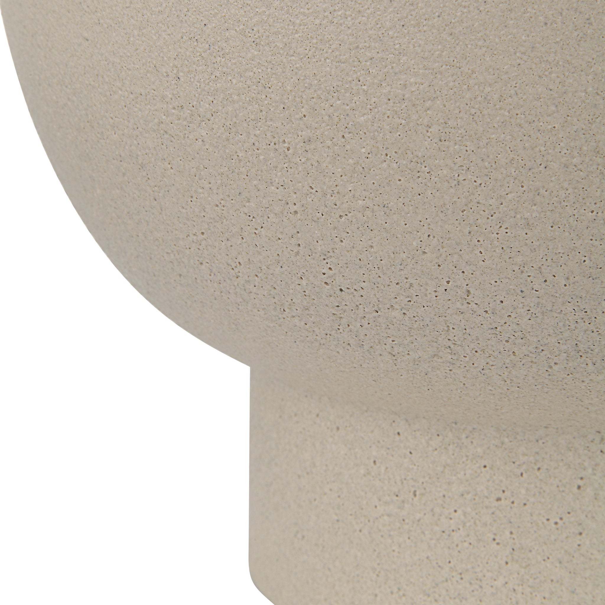 Lamoureux Vase by Renwil, detailed view of the beige ceramic vase's rounded bottom.
