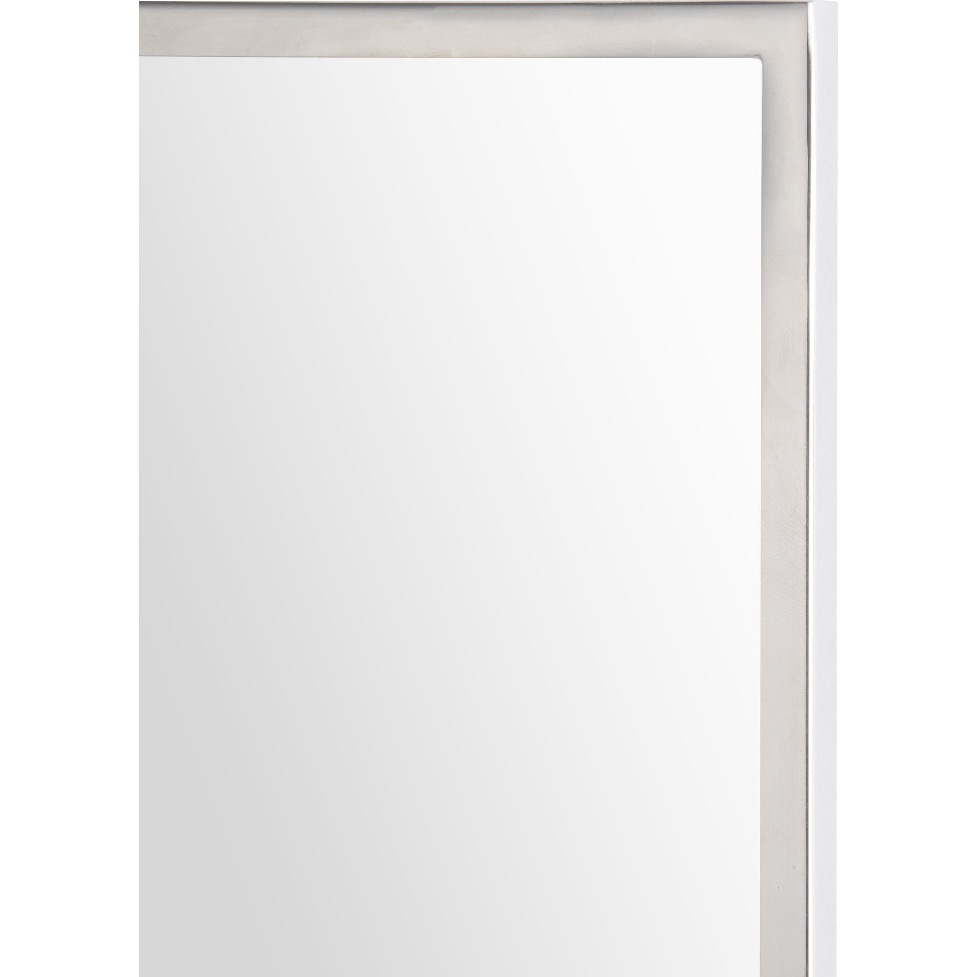 Carmelle Wall Mirror close-up of the silver frame edge, highlighting its clean lines and finish.