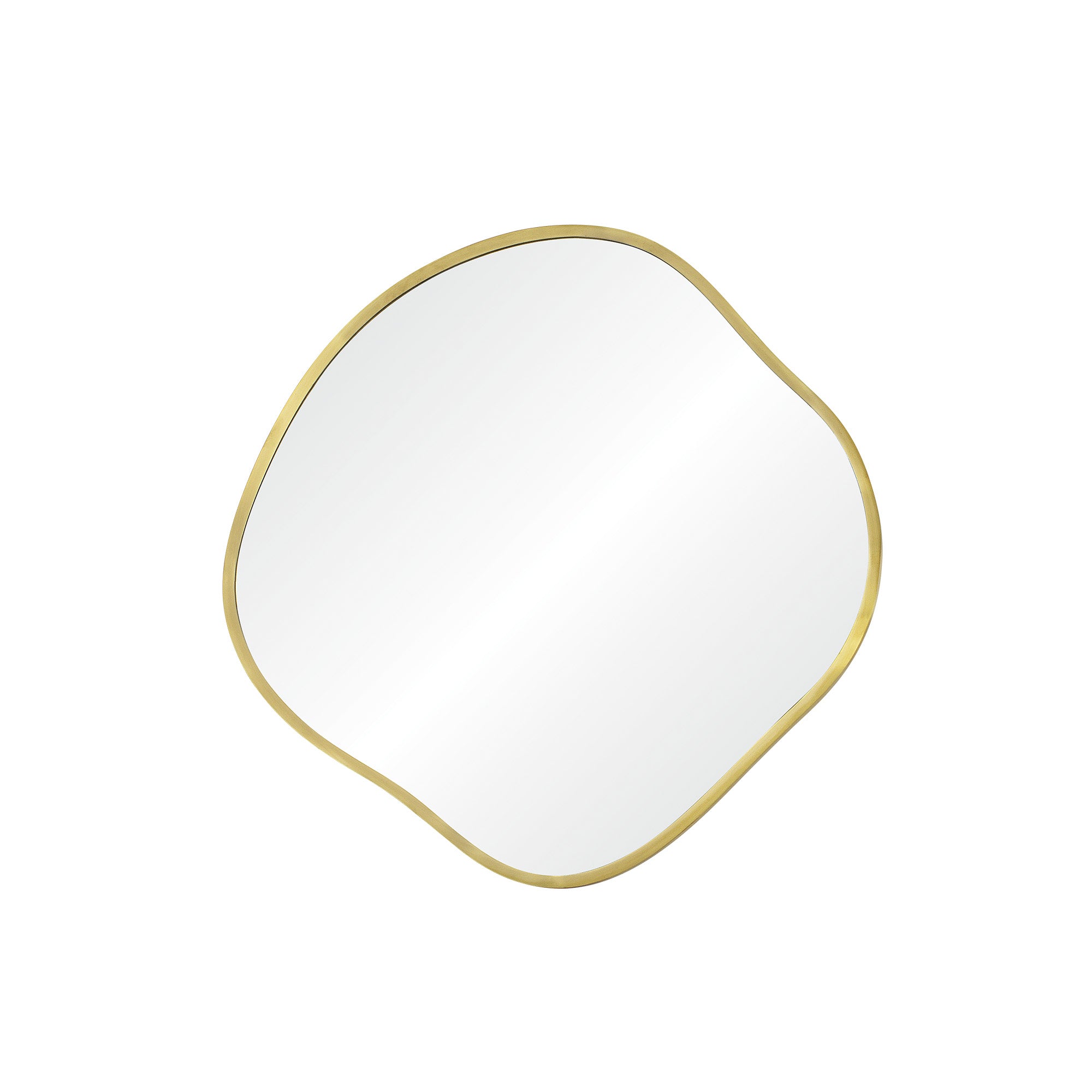 Nucleus Wall Mirror with a single organic-shaped design and a gold frame.