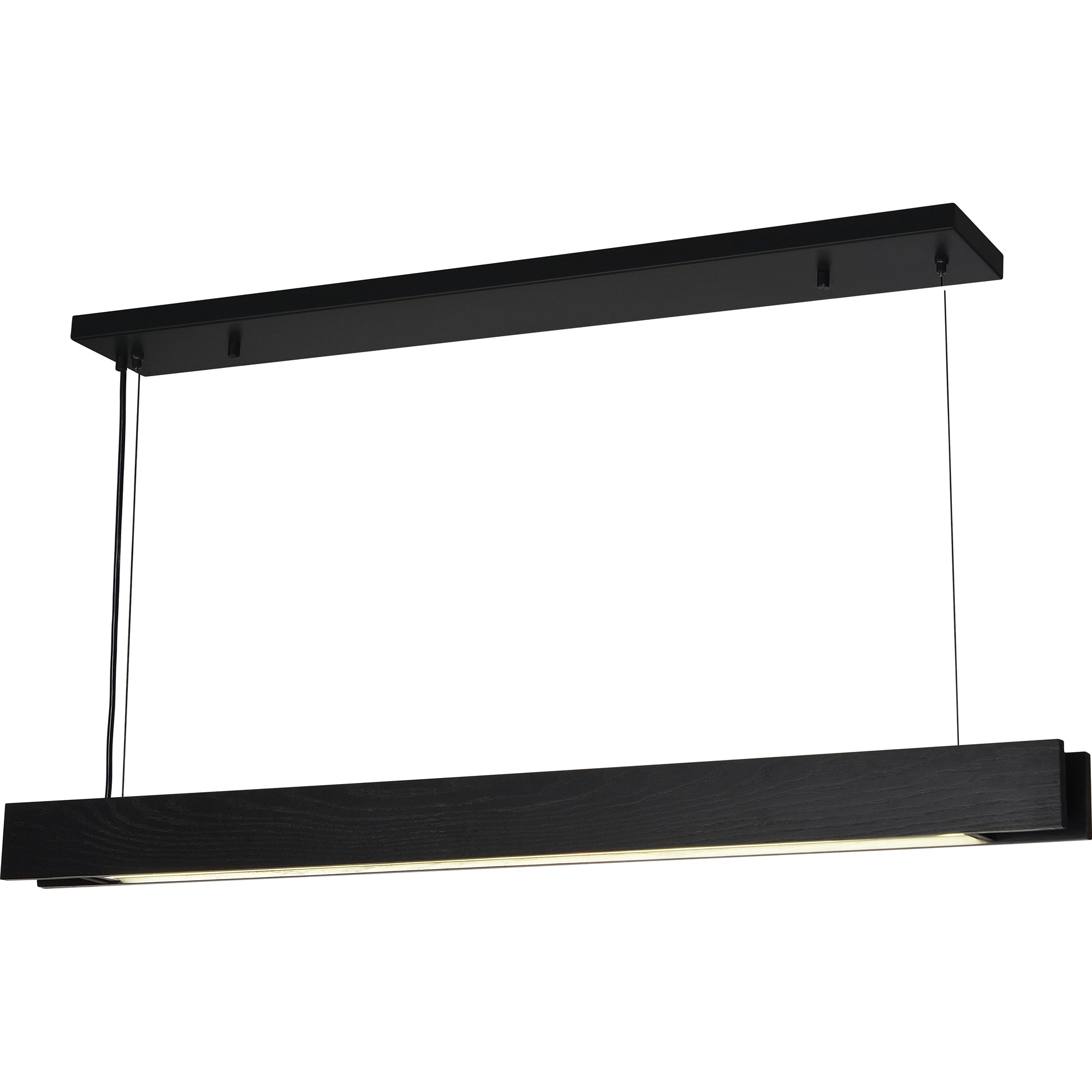 Taya Ceiling Fixture by Renwil, linear black wood design, angled view