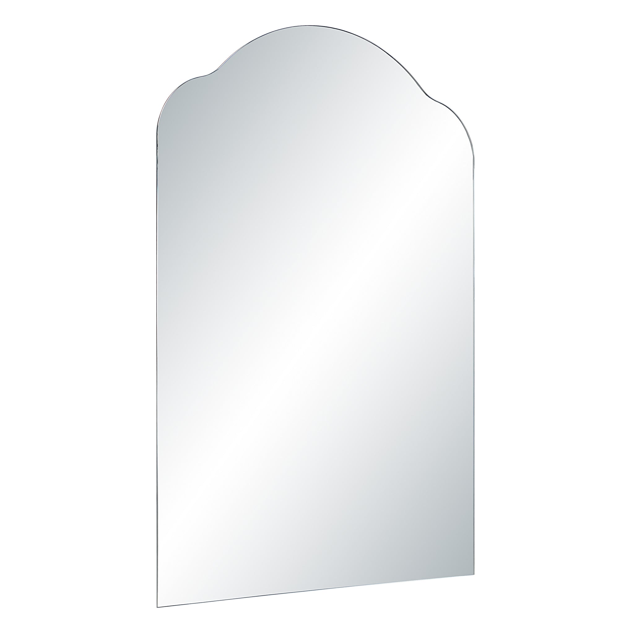 Erica mirror by Renwil featuring an arched top and angled view, showcasing its sleek design.