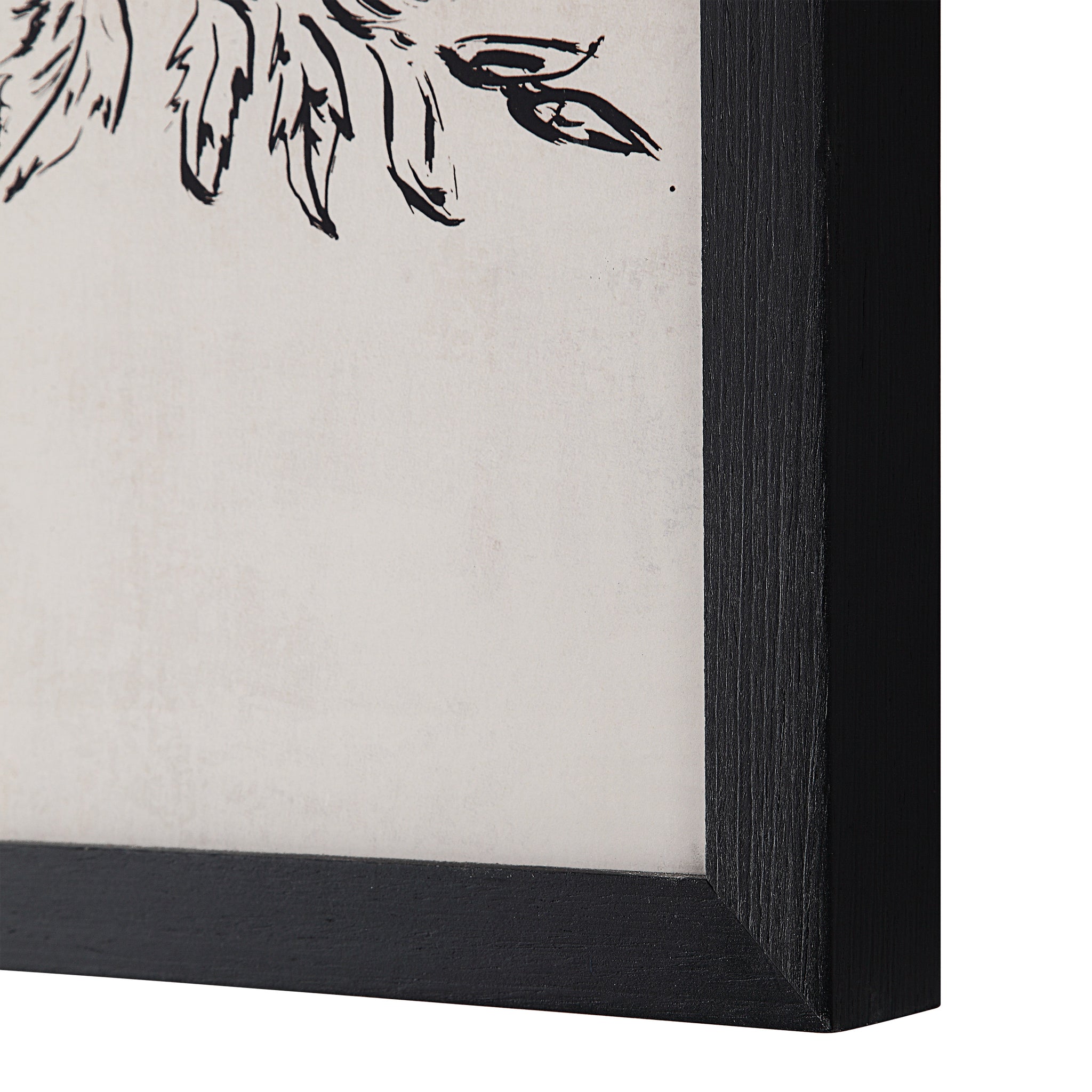 Basset Canvas Art featuring a black frame and detailed leaf illustration on a light background.