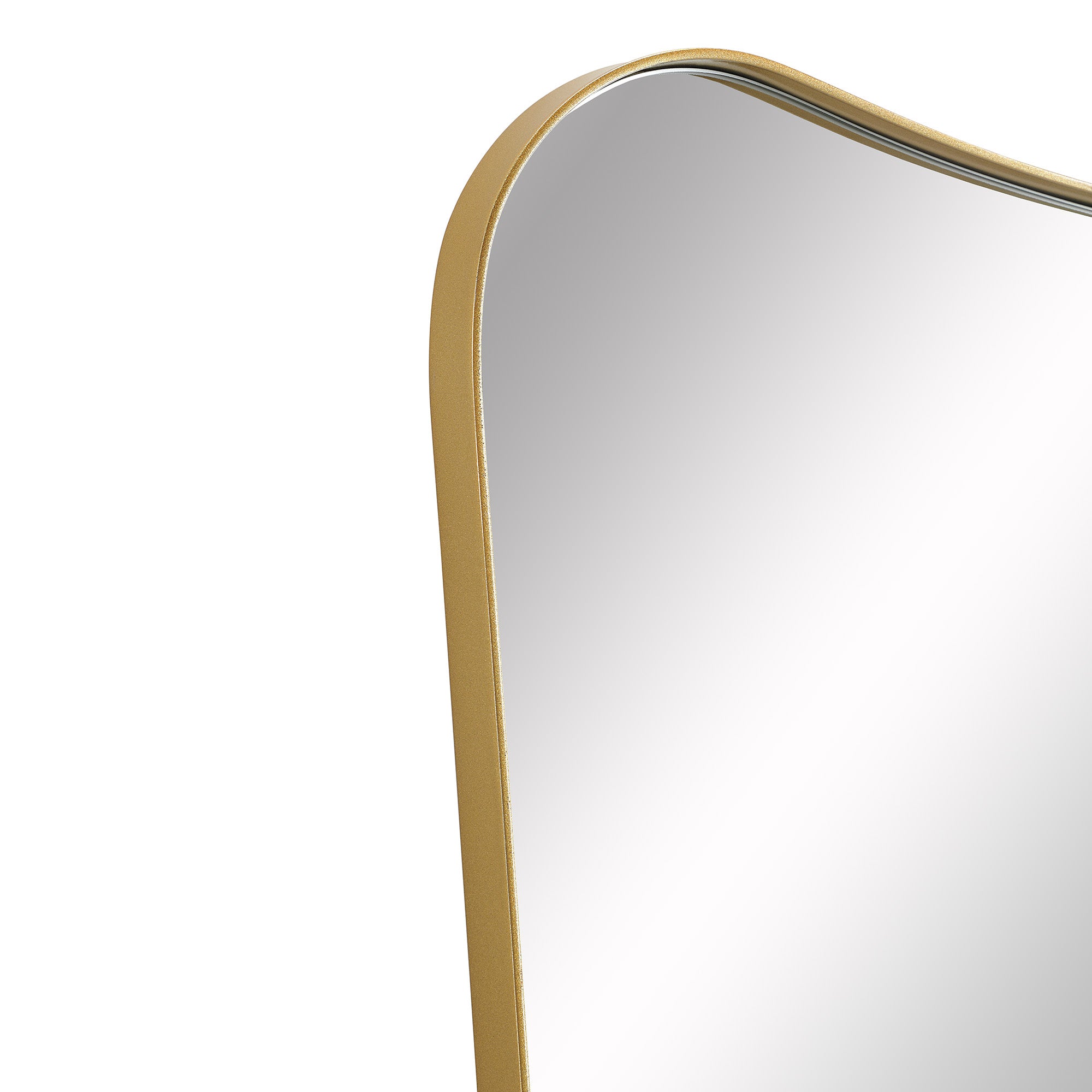 Close-up of Artesia Wall Mirror showing the gold frame and curved edge.