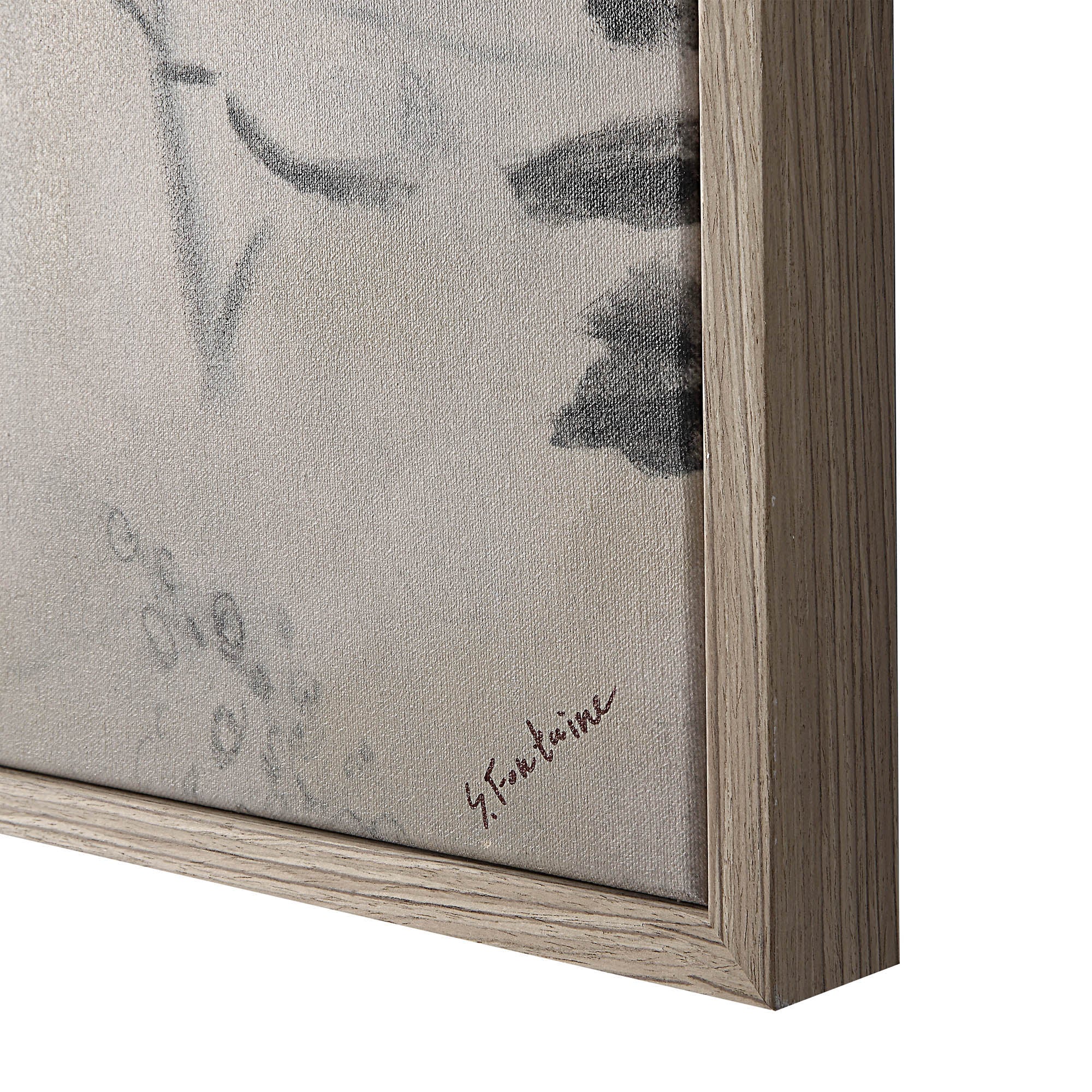 Close-up of Kore Canvas Art frame, showcasing textured canvas and signature detail