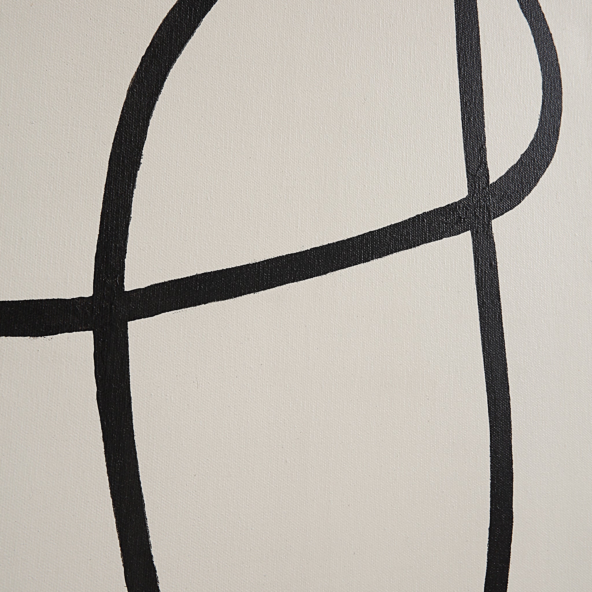 Close-up of Moreau canvas art, highlighting thick black lines on a white canvas background.