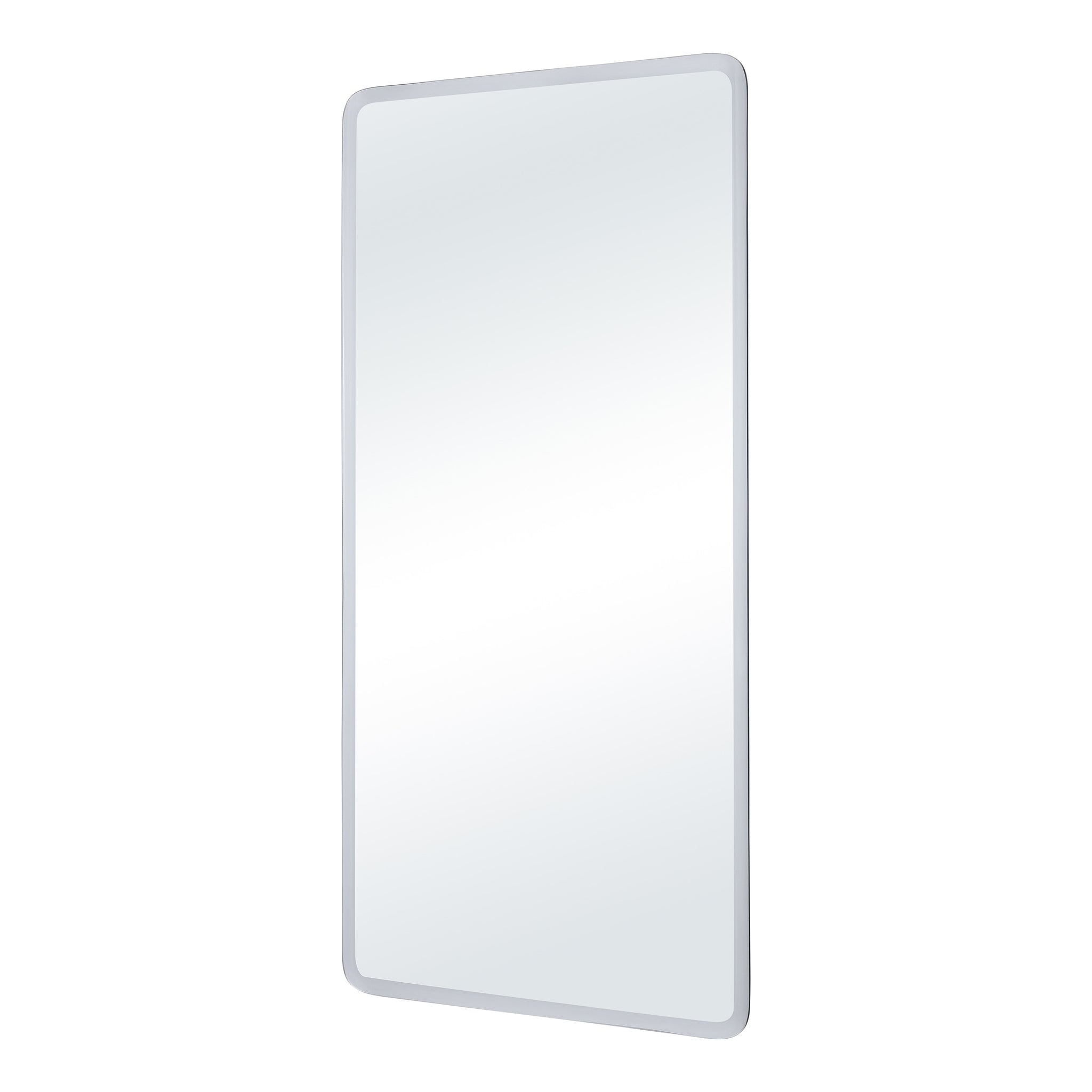 Danske mirror angled view showcasing a white frame and clear reflective surface.