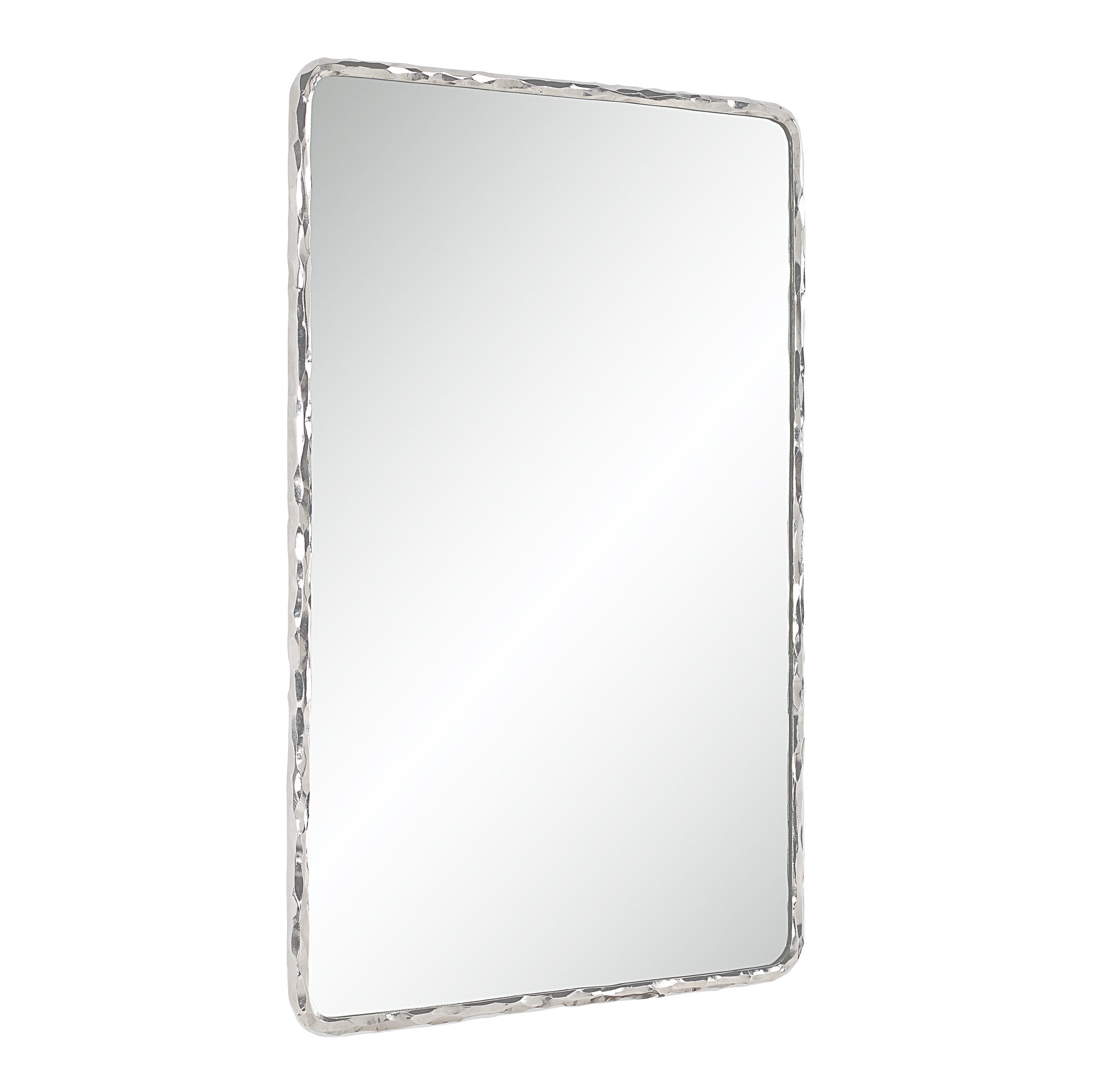 Pollonia mirror by Renwil showcasing a silver frame from a side angle