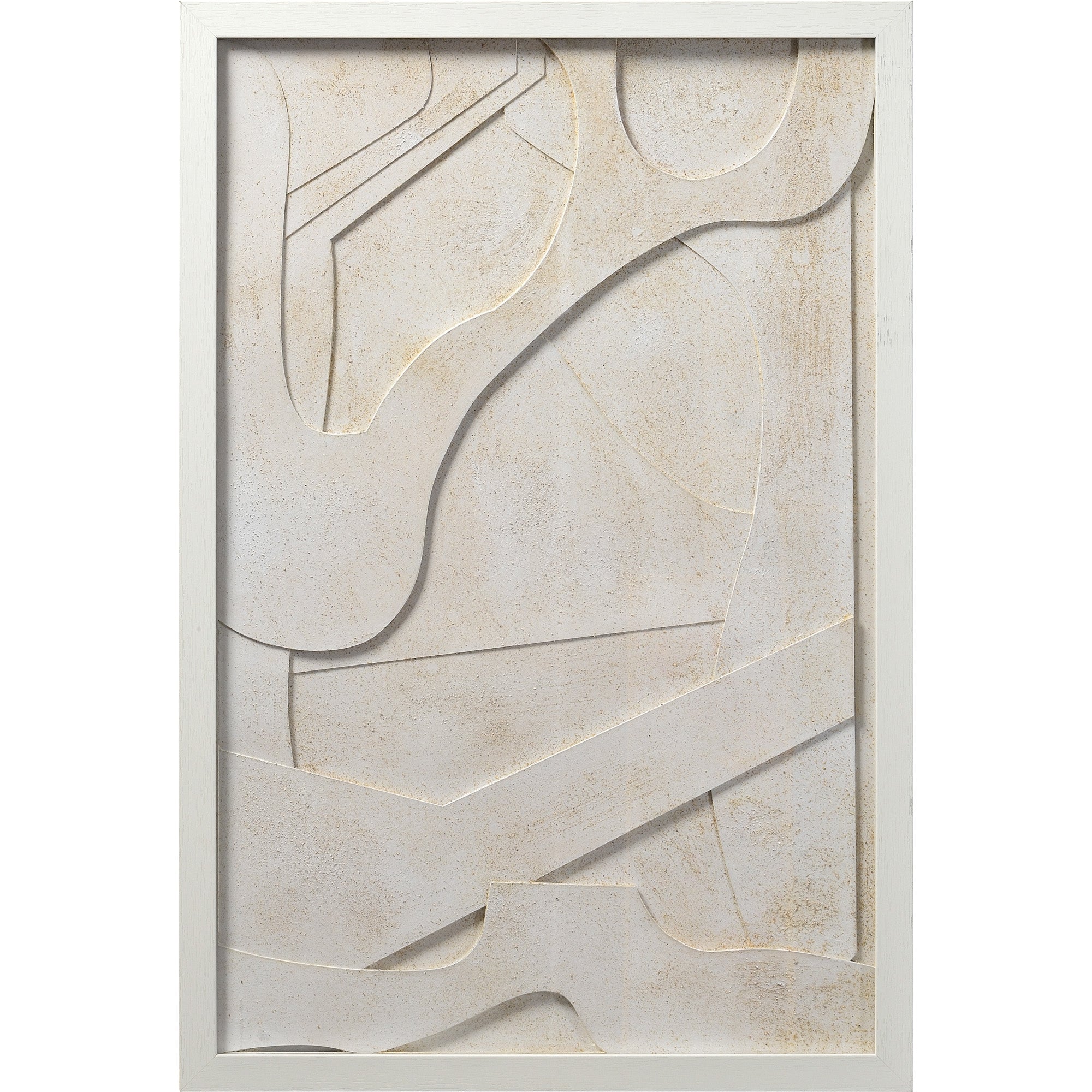 Pathfinder wall art showcasing layered white forms with a subtle gold texture and a modern design.