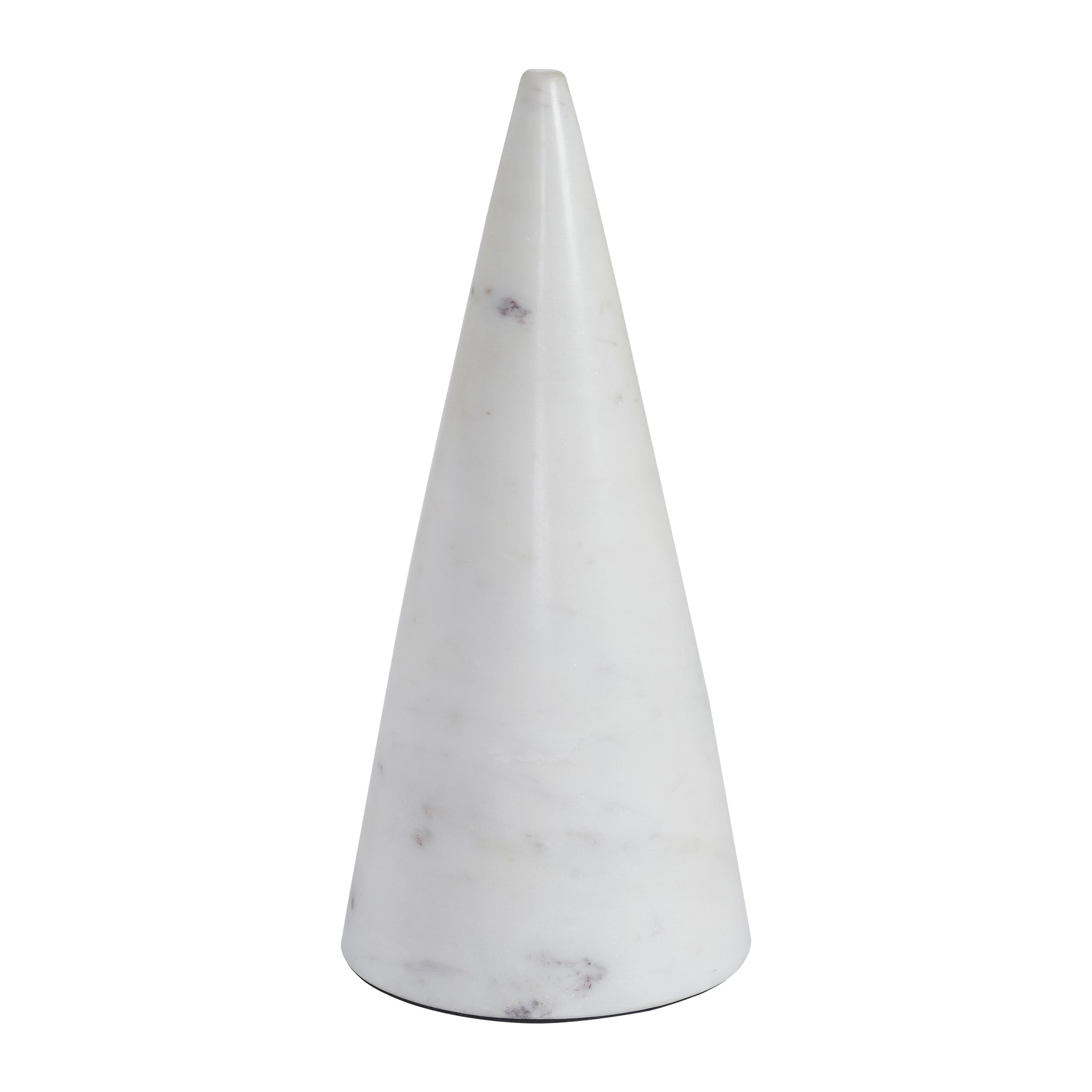 Silica statue by Renwil, white marble cone shape with smooth surface.