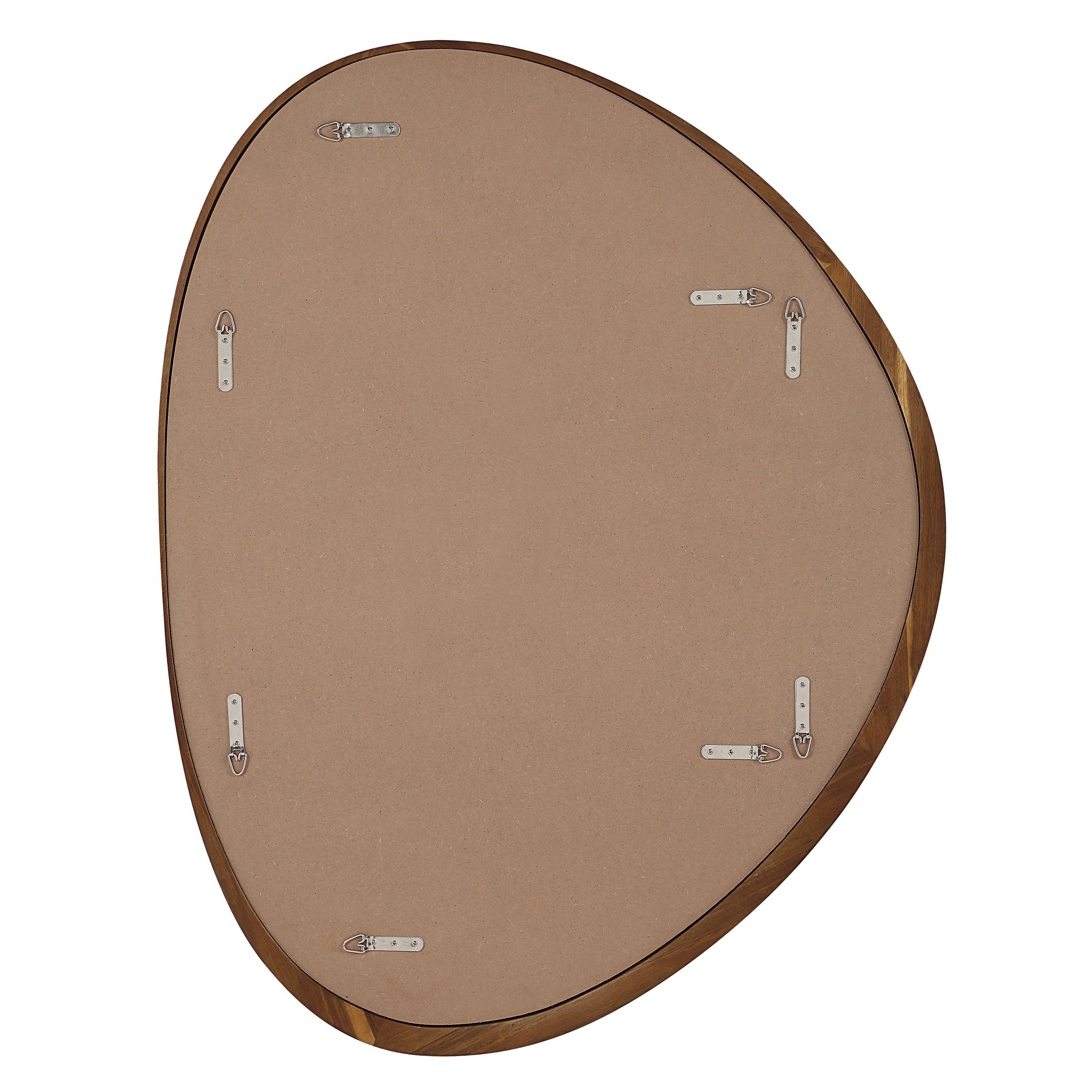 Back view of Borago mirror showing mounting hardware and smooth surface.