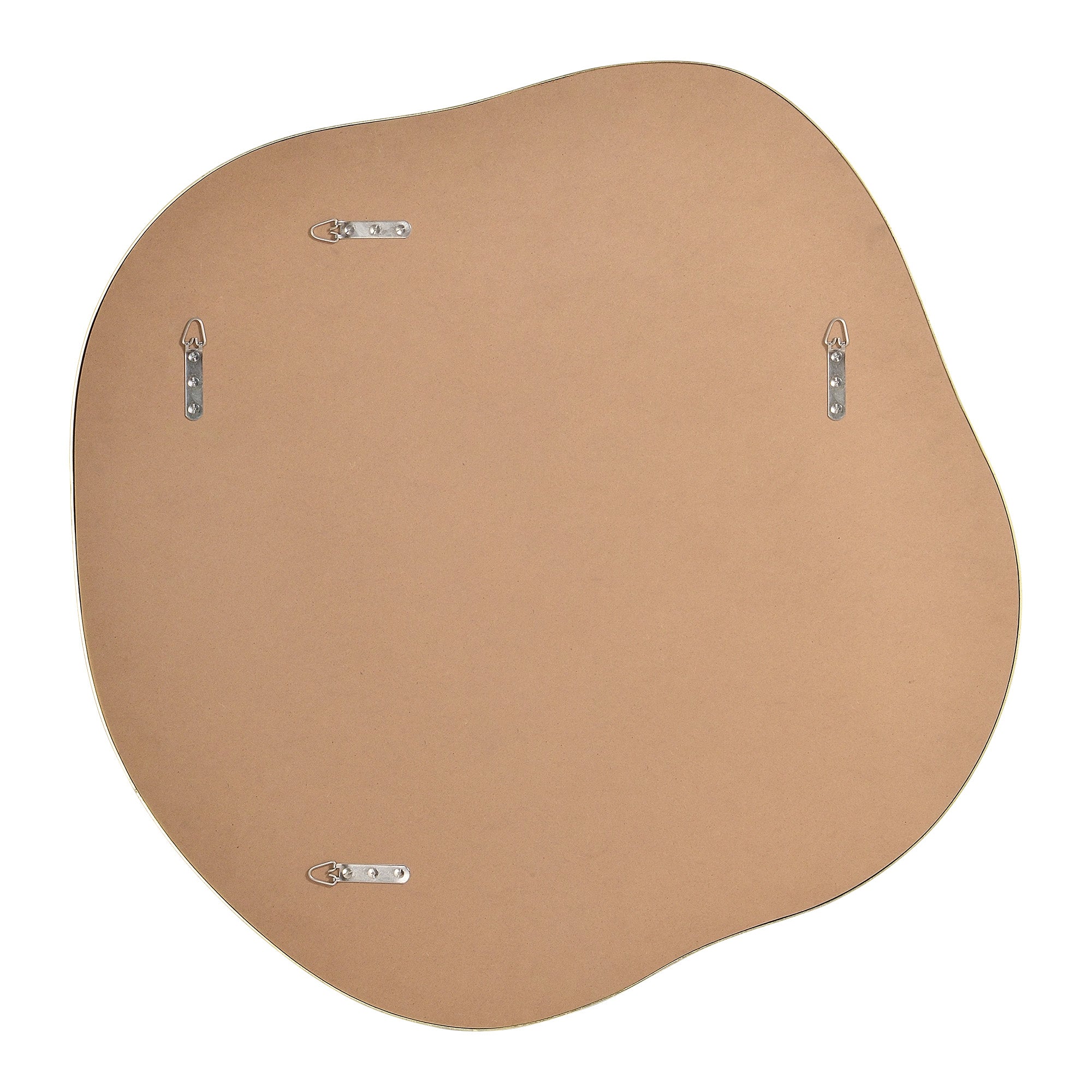 Back view of the Nucleus Wall Mirror showing the mounting hardware and backing.