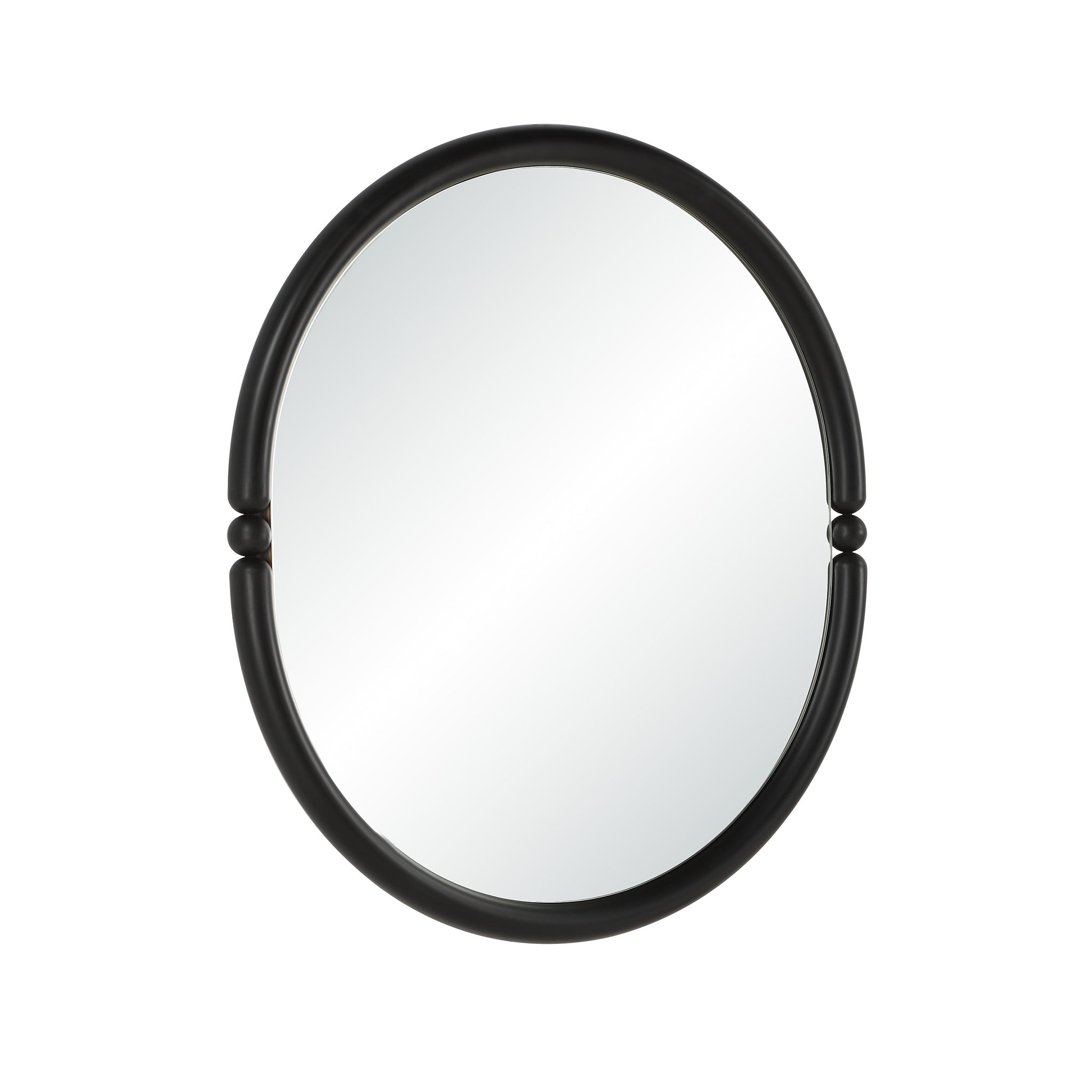 Ditto mirror by Renwil, oval design featuring a black frame and clear reflective glass.