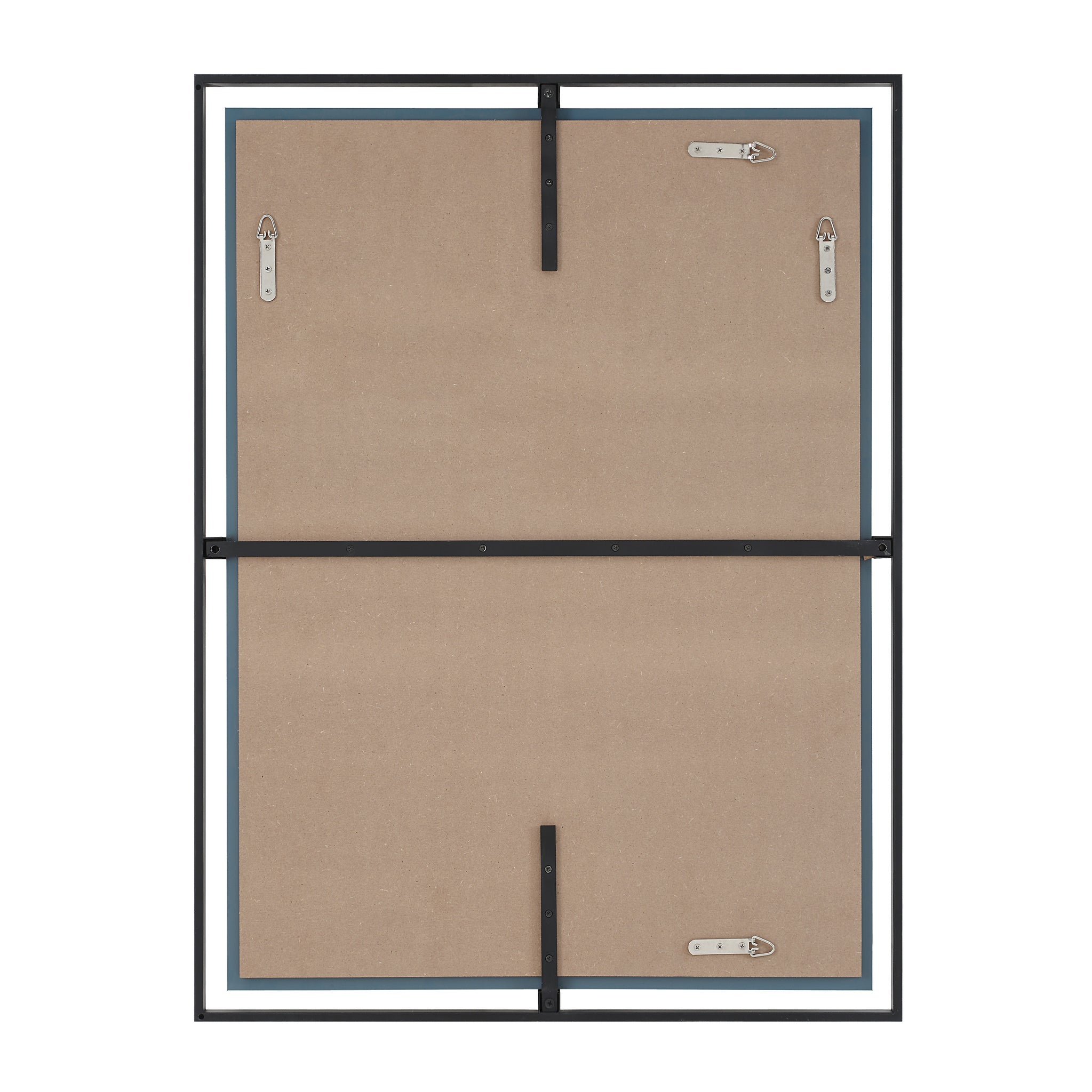 Back view of Marco Wall Mirror showing mounting hardware and brown backing.