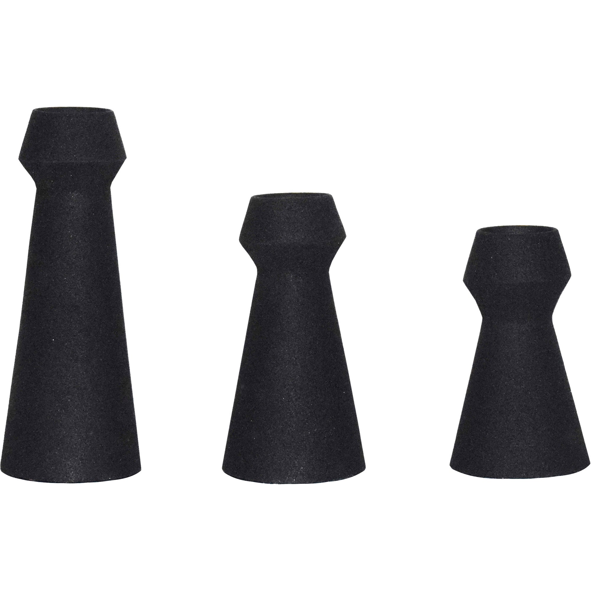 Granfeld Vase by Renwil in black, three varying heights with smooth surfaces.