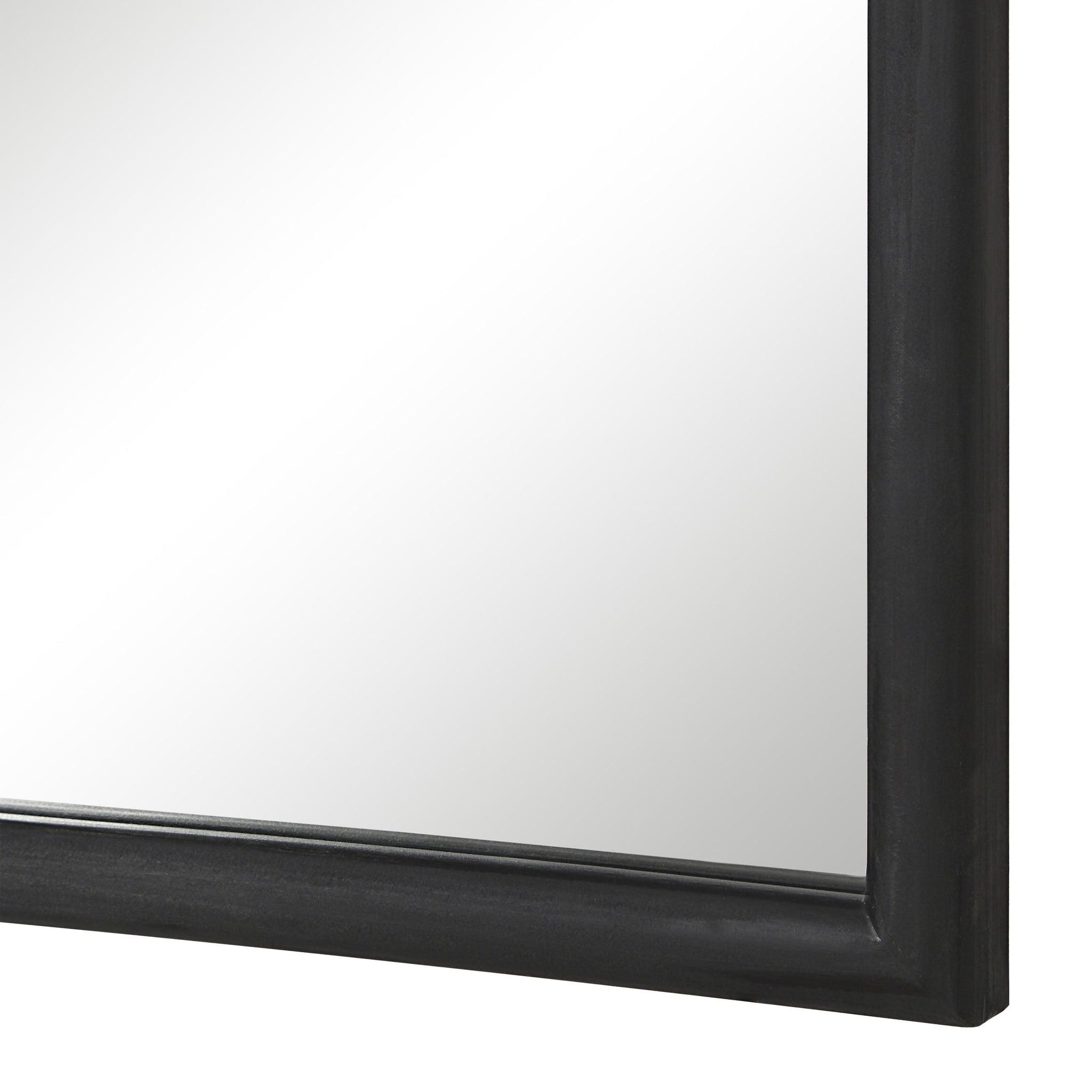 Olfito mirror with a black frame, close-up view highlighting the edge and reflective surface.