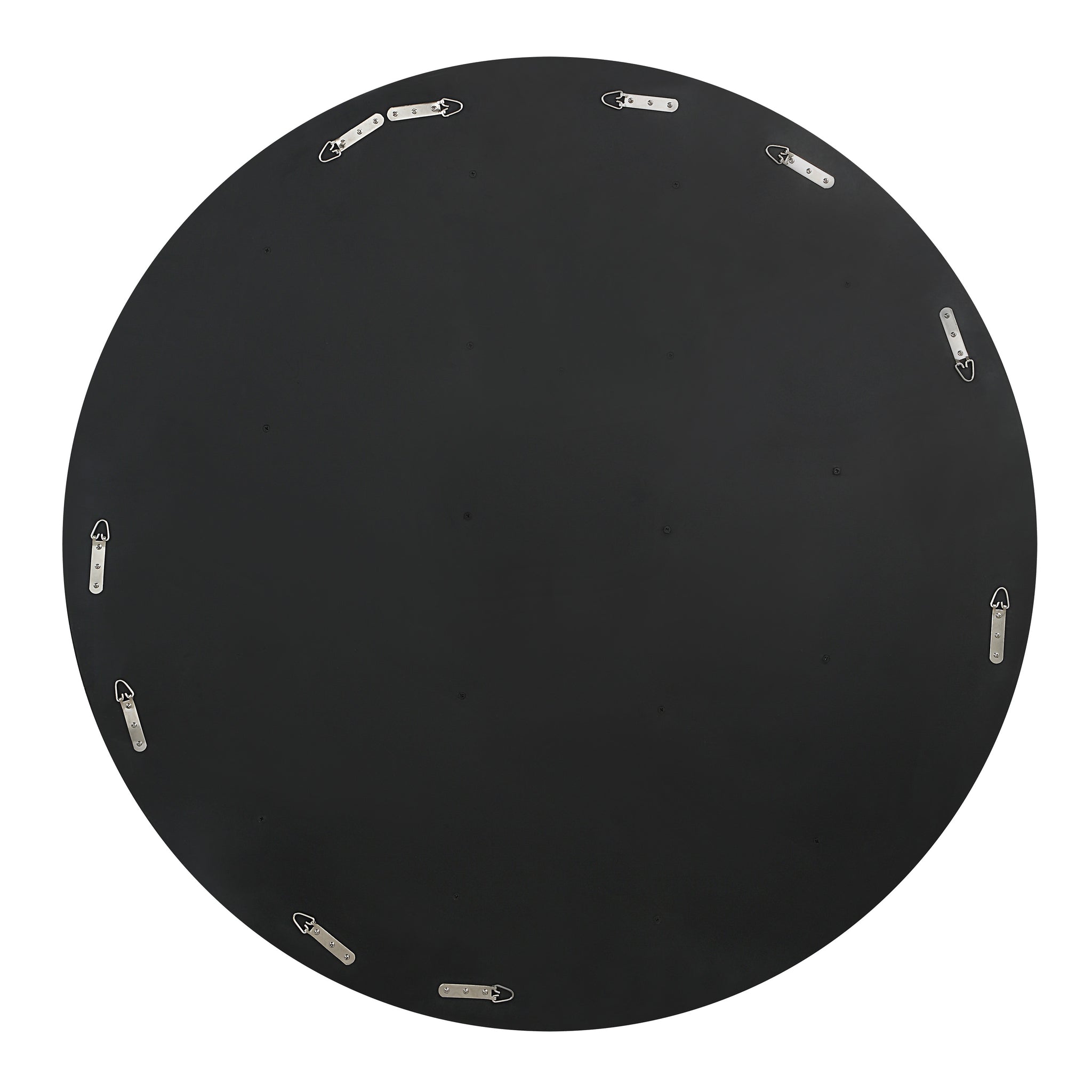 Back view of Ronda mirror displaying a black surface with mounting clips.