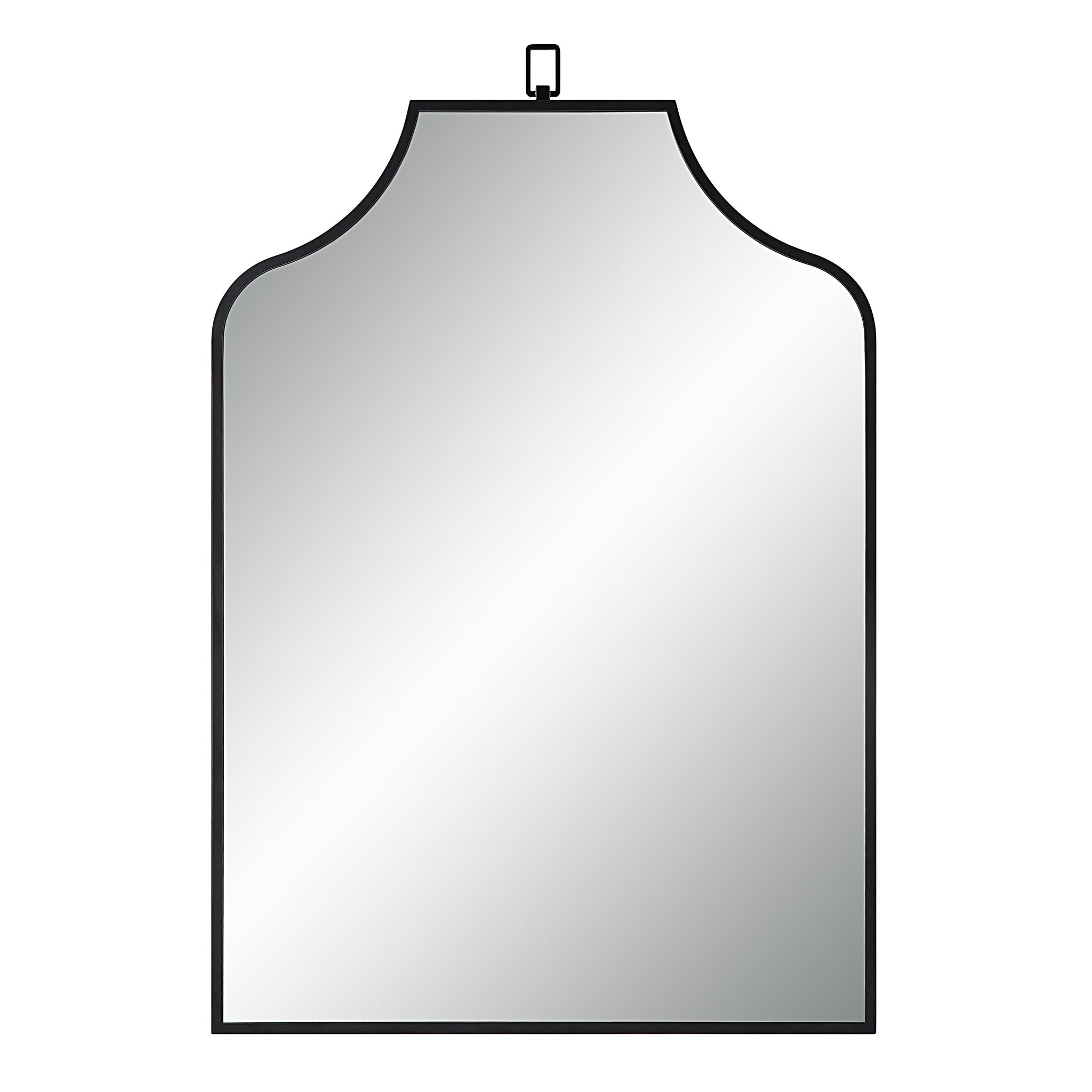Breda Wall Mirror with a black frame, featuring a unique arch top design.