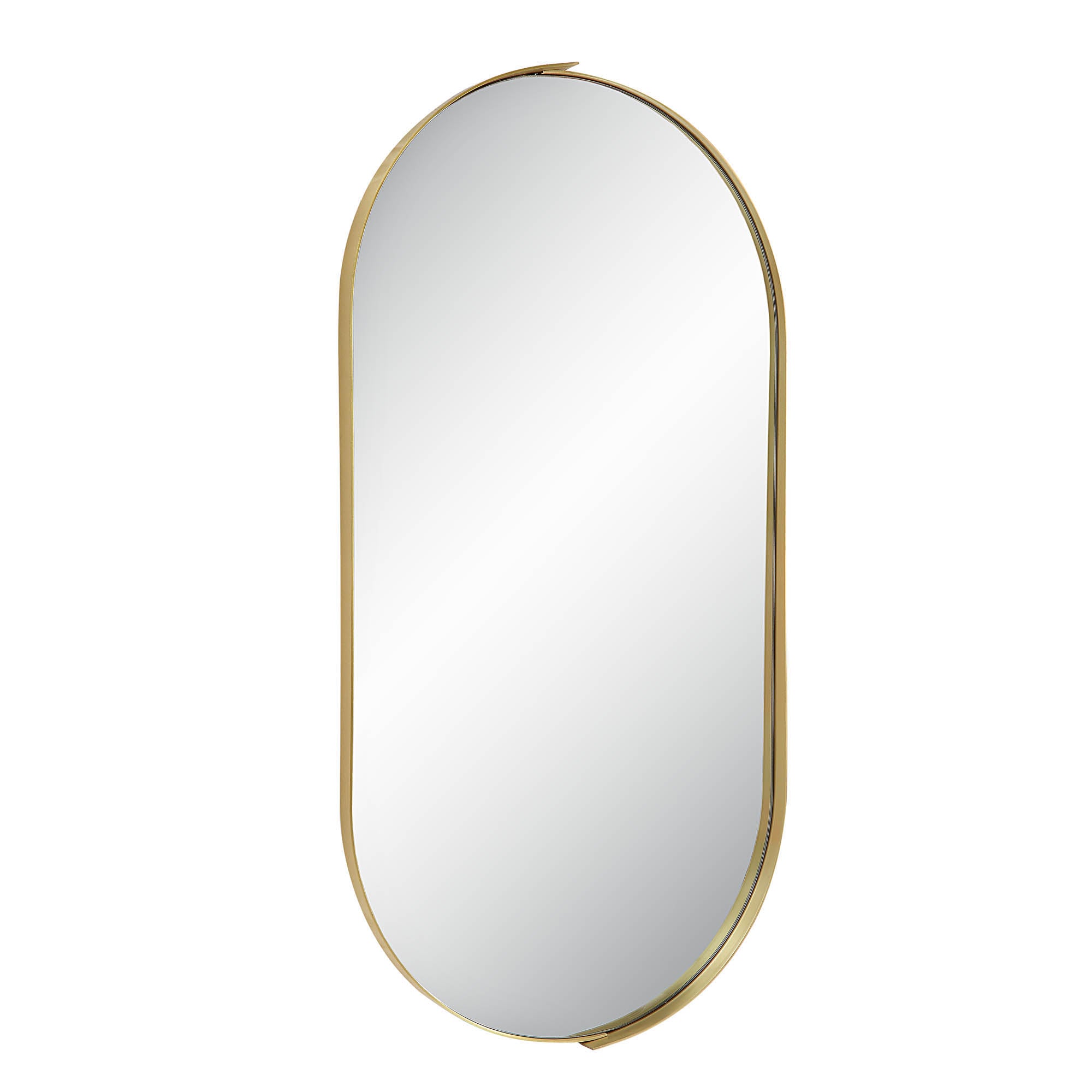Aleah Wall Mirror featuring an oval design with a gold frame and clear reflective surface.