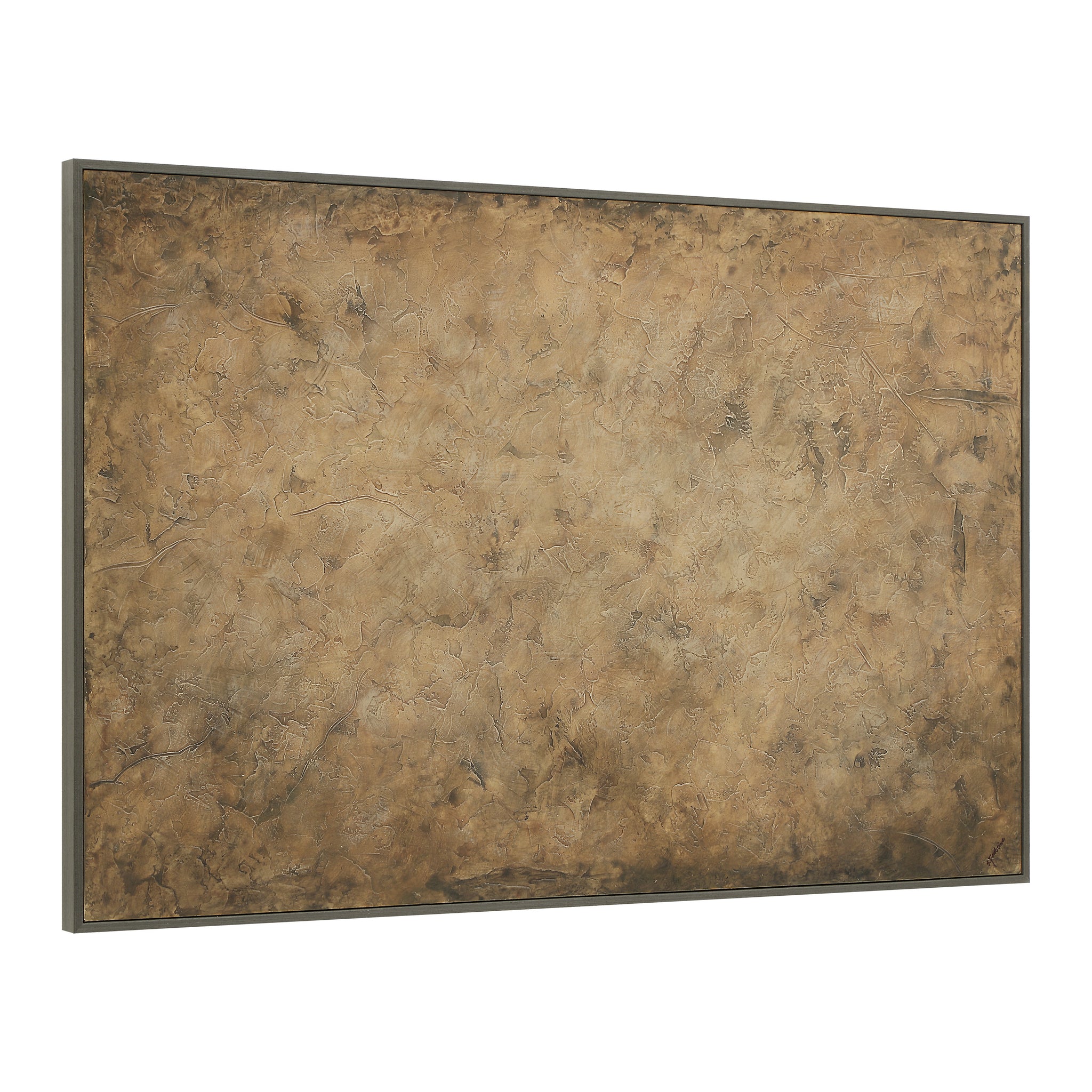 Acacia canvas art displayed at an angle, showcasing a textured brown design.