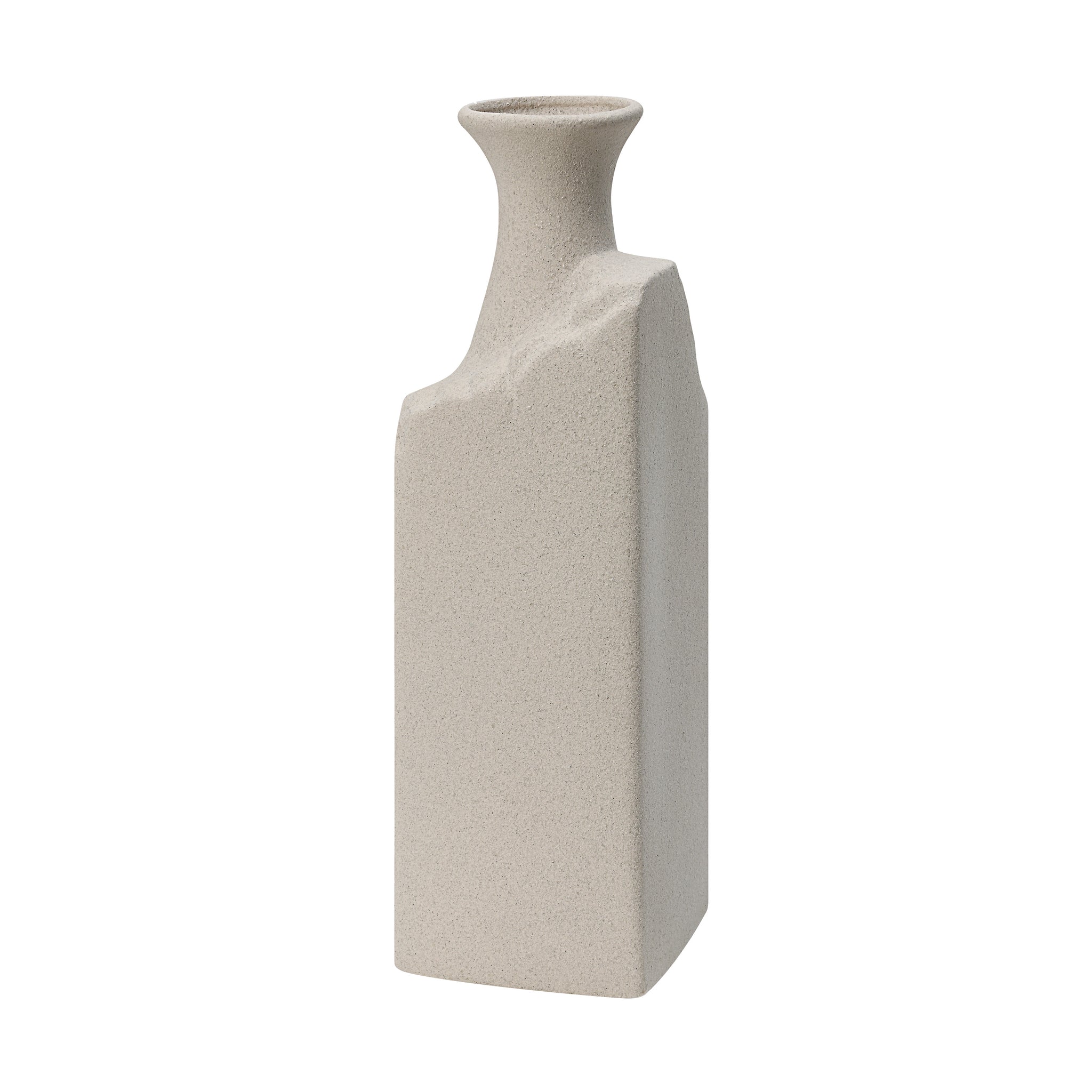 Adonia Vase by Renwil in light gray with a rectangular base and narrow neck