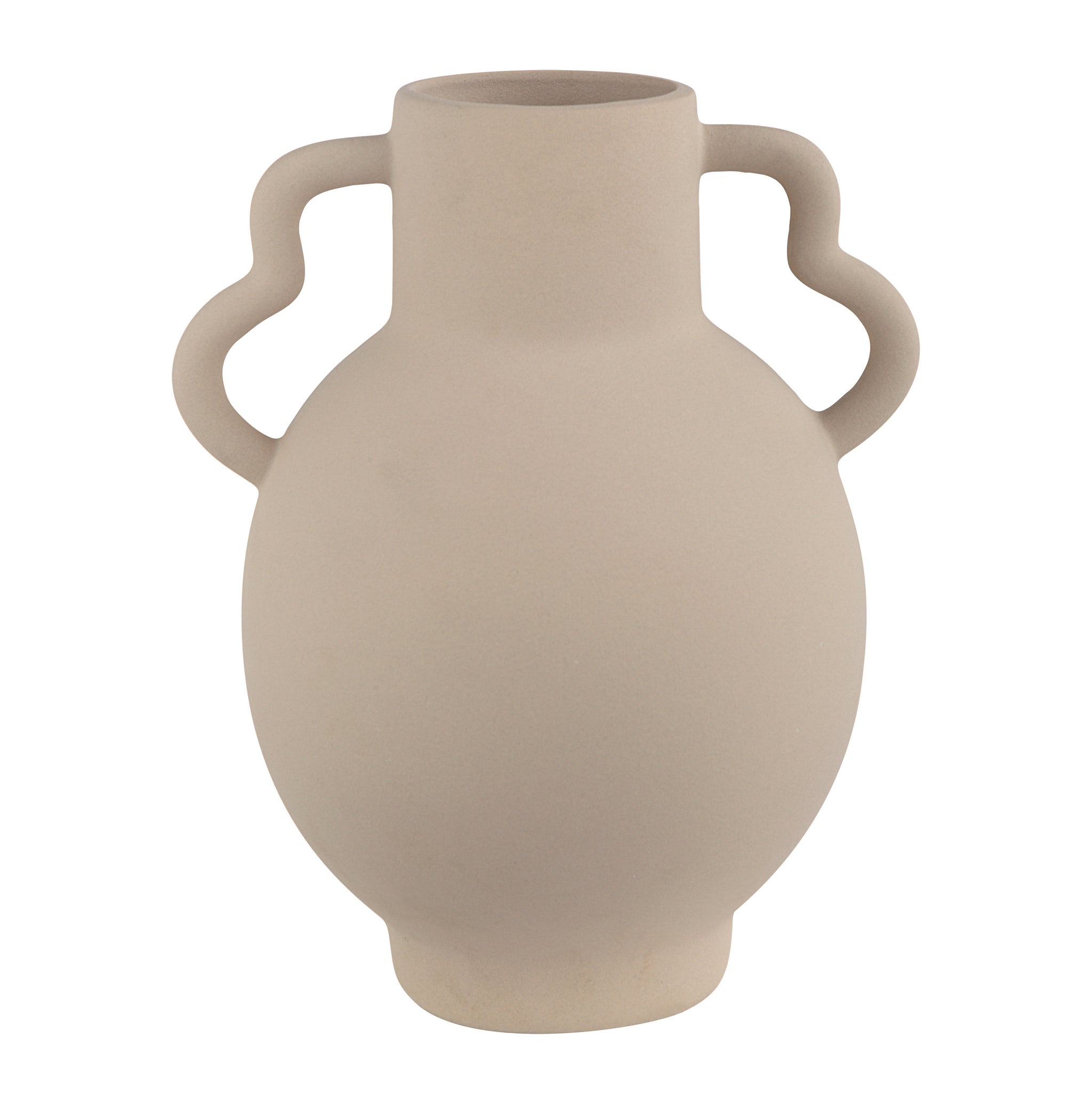 Monet Vase by Renwil, beige ceramic vase with two stylized handles
