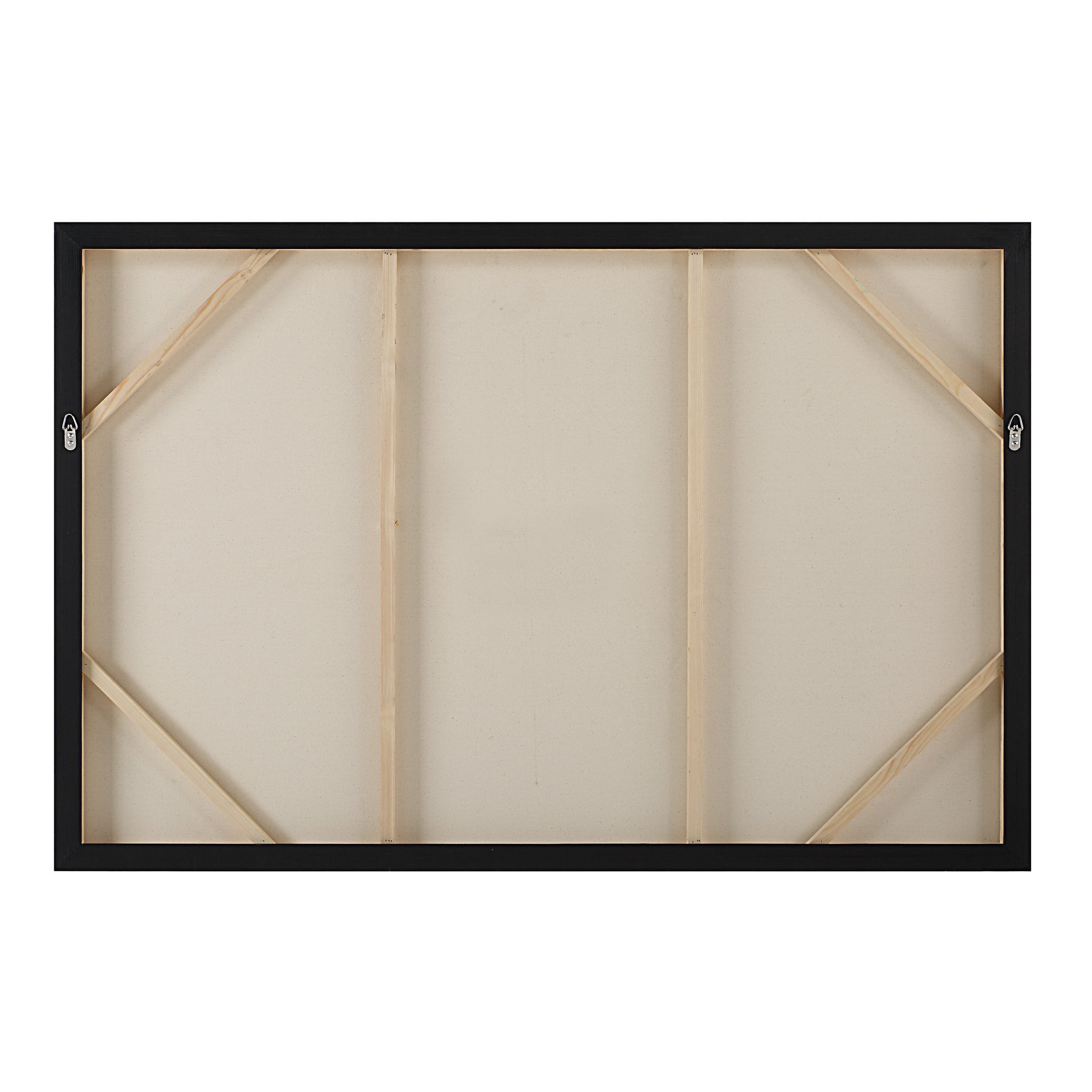 Back view of Suez canvas art showing wooden frame and support structure.
