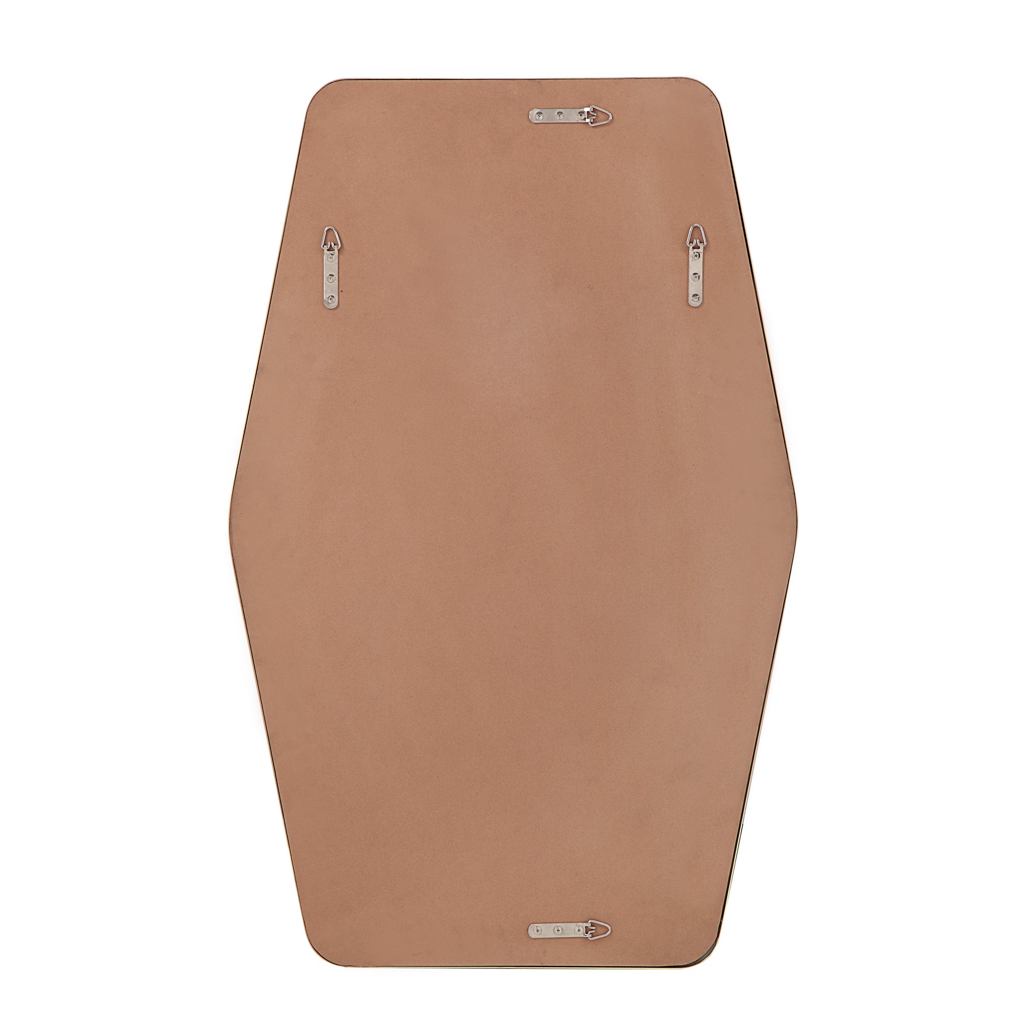 Back view of Mocha Wall Mirror with mounting hardware and a smooth surface