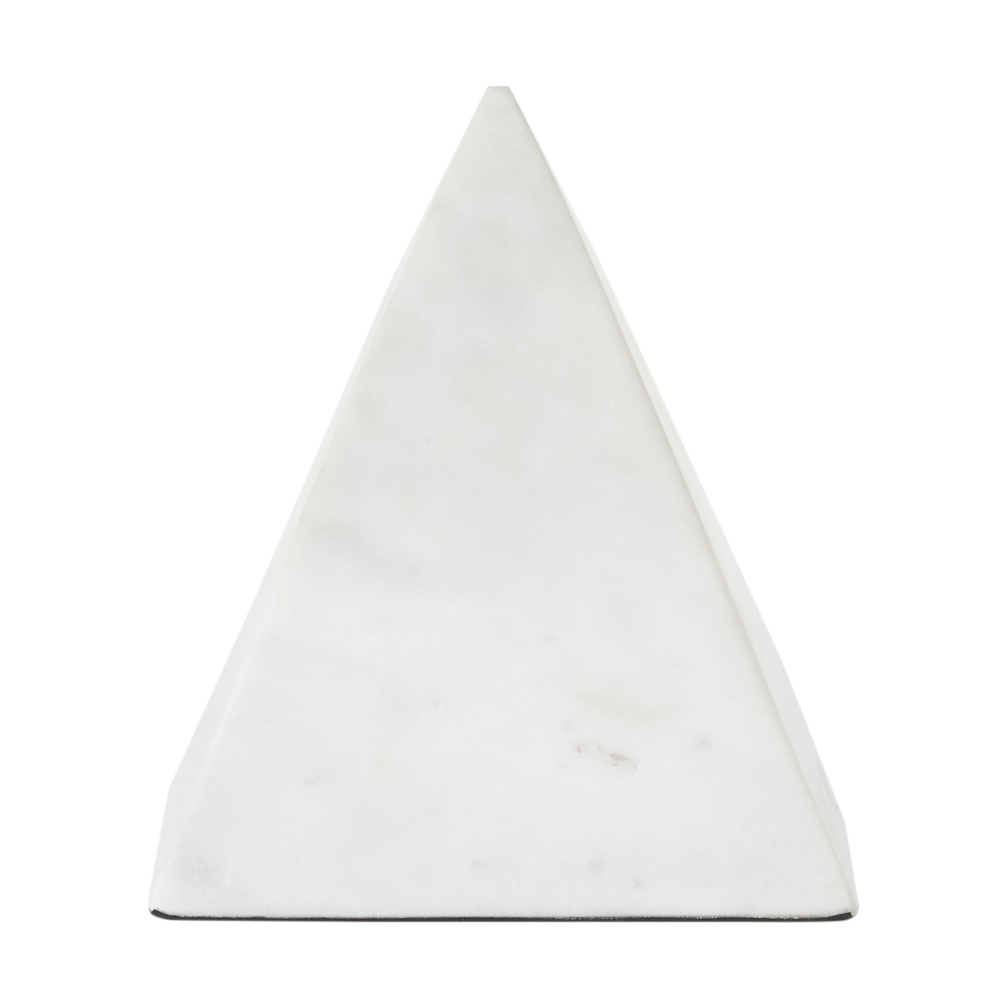 Symmetra statue in white marble, pyramid shape viewed from the front