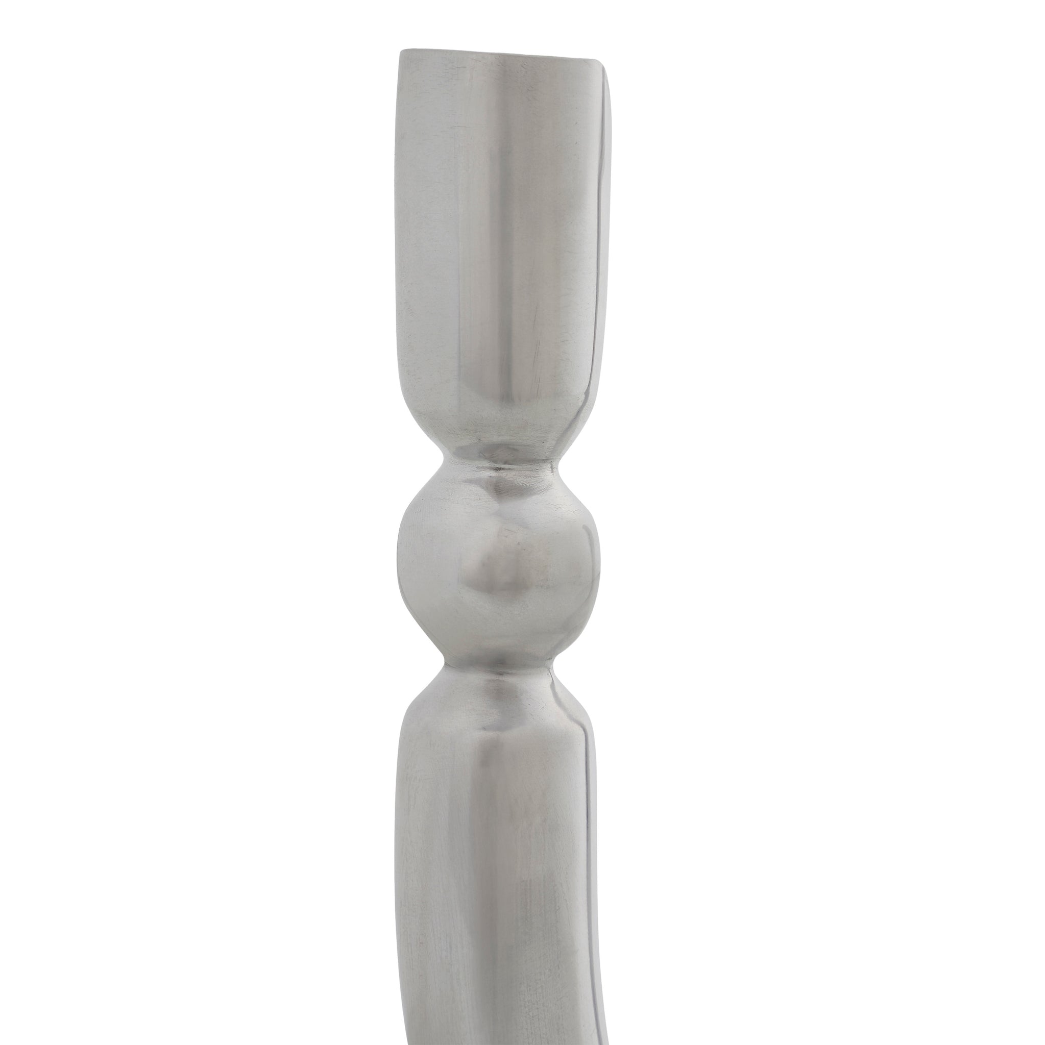 Darnay Candle Holder by Renwil in polished silver, showcasing a sleek, tall design with a round middle.
