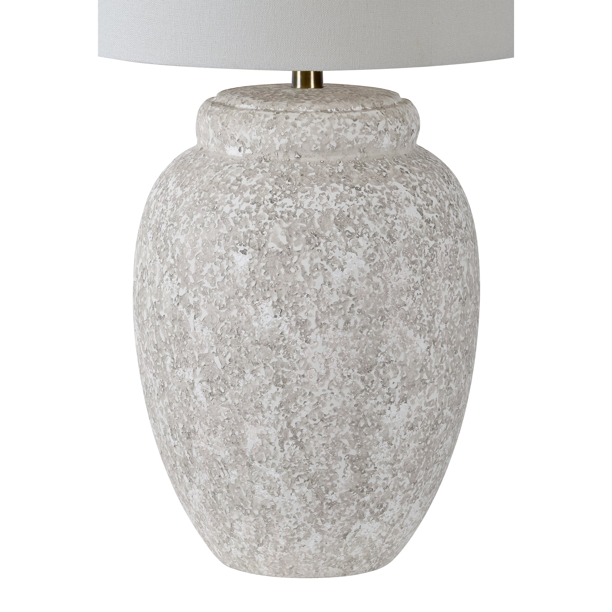Wassily Table Lamp featuring a close-up of the light gray ceramic base and white shade.