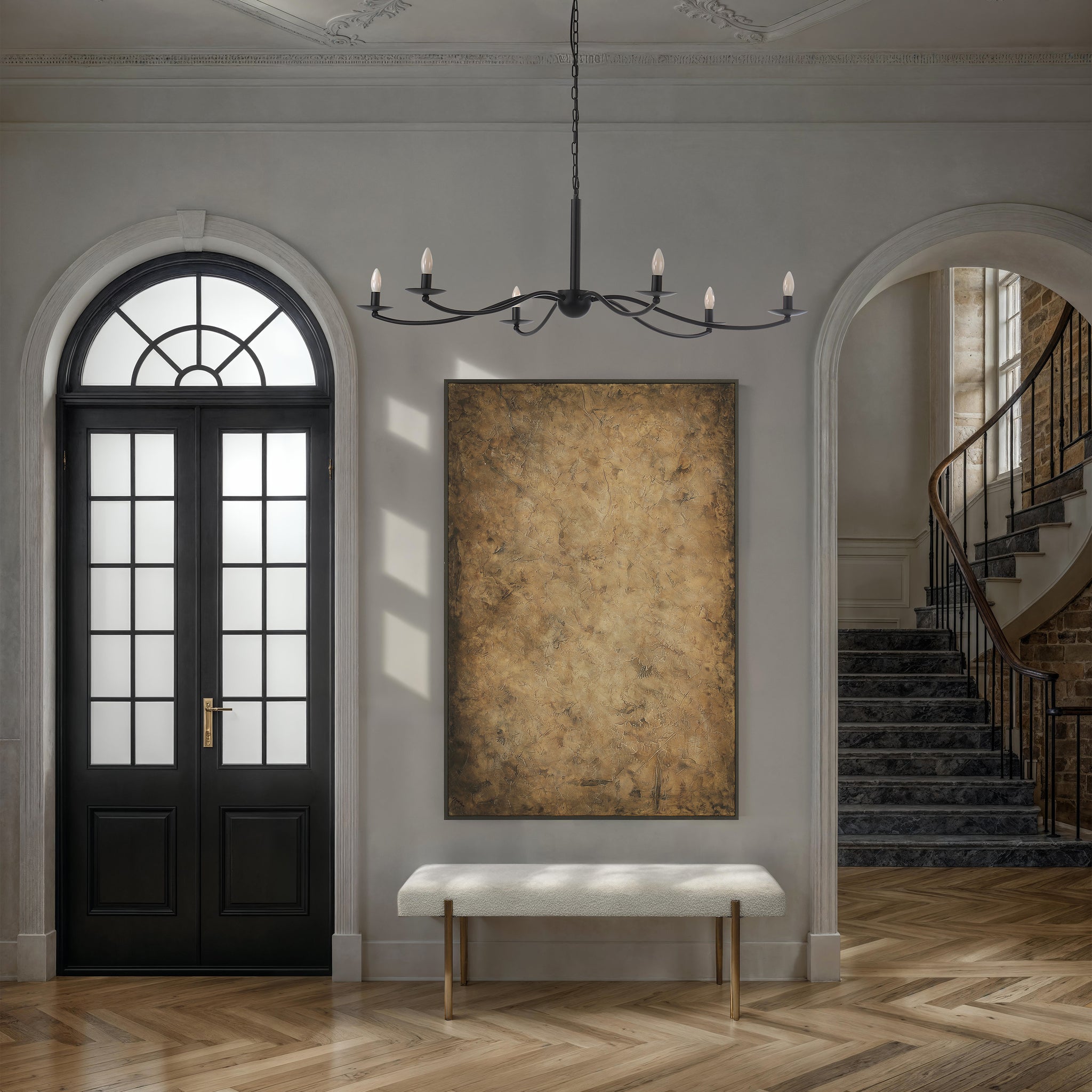 Acacia canvas art featuring a textured golden surface, framed, displayed in a modern interior.