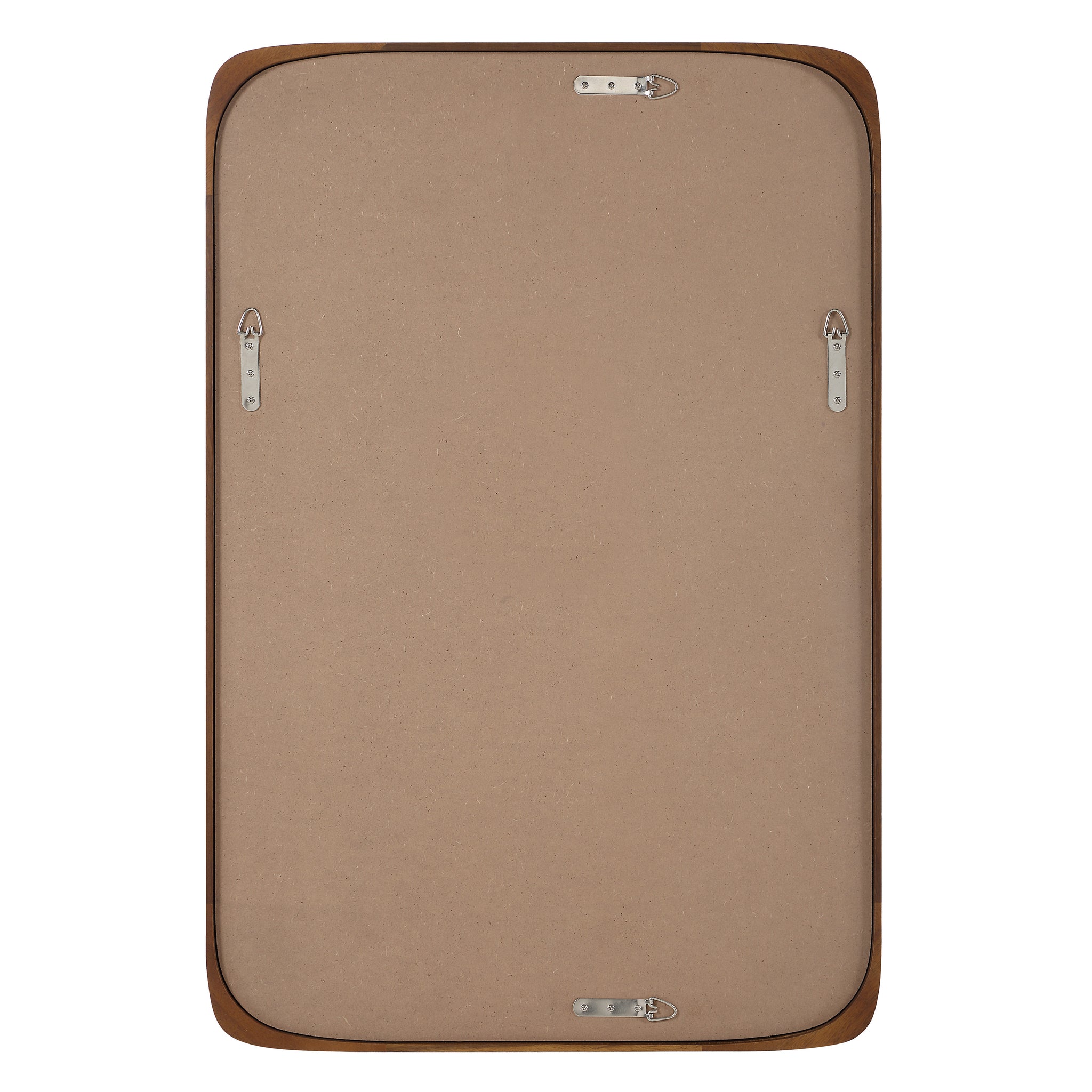 Back view of Sisley mirror showing a flat surface with mounting hardware and a brown backing.