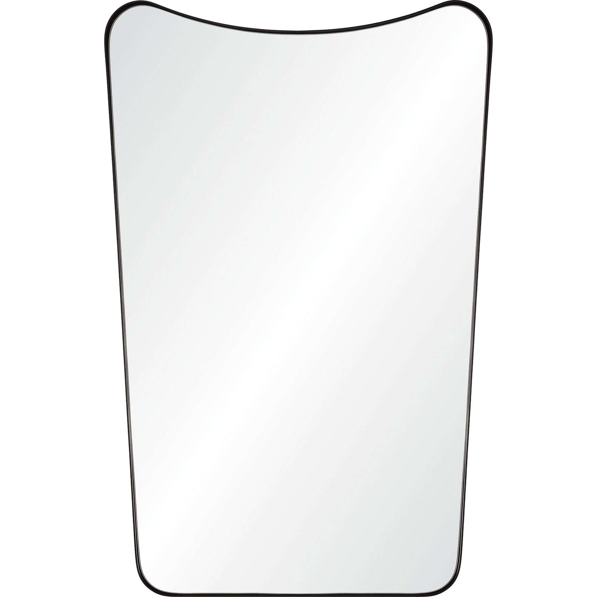 Nashua Wall Mirror with a curved top, black frame, and clear reflective surface