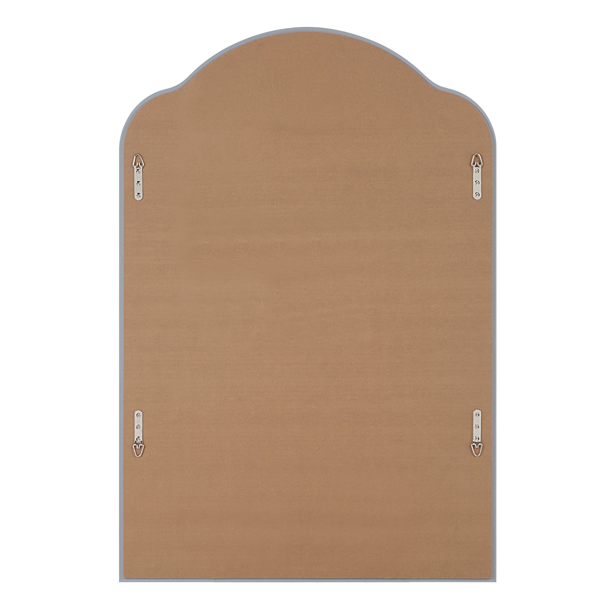 Back view of Erica mirror by Renwil, showing the brown backing and mounting hardware.