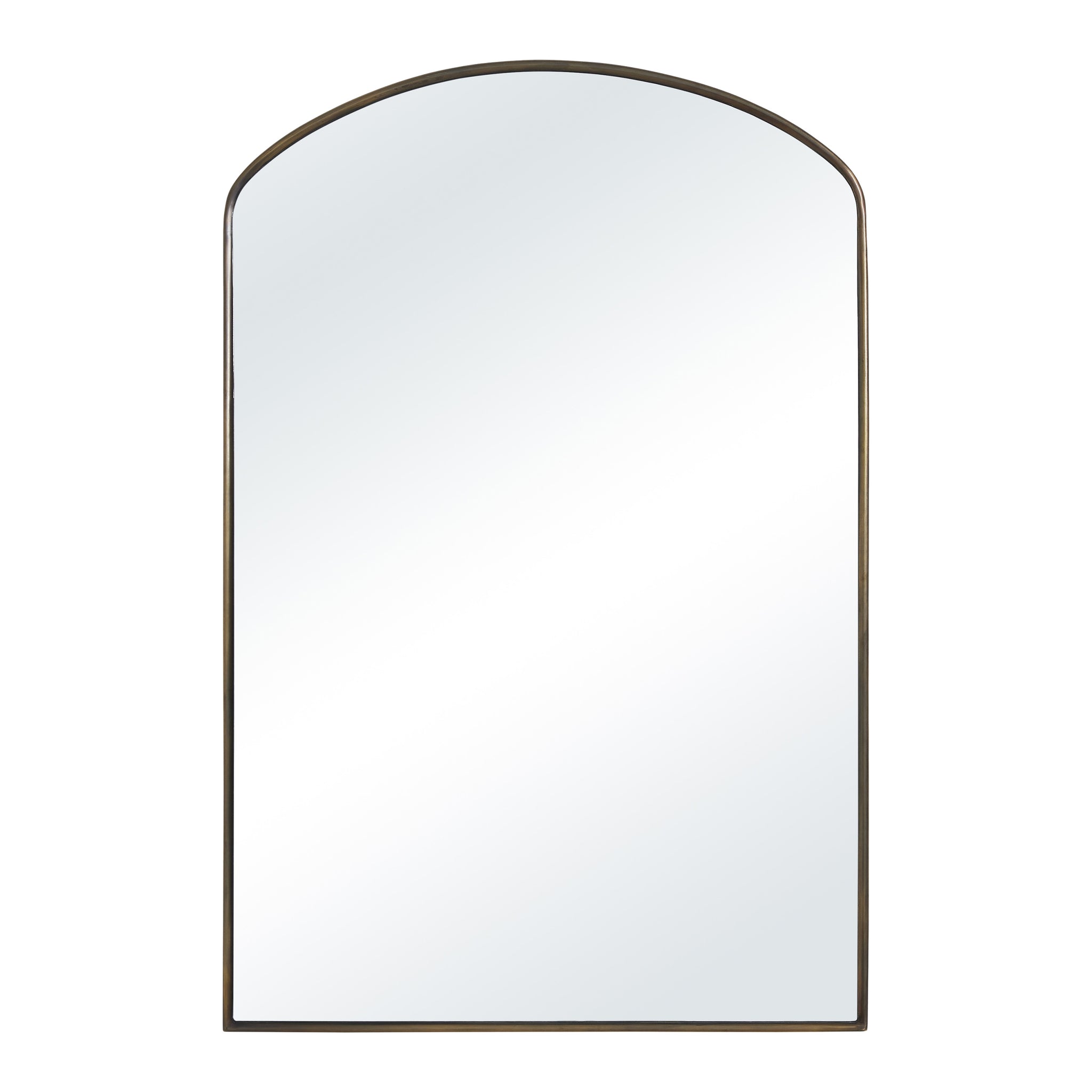 Clarisse mirror with an arched top, featuring a sleek bronze frame and a clear reflective surface.