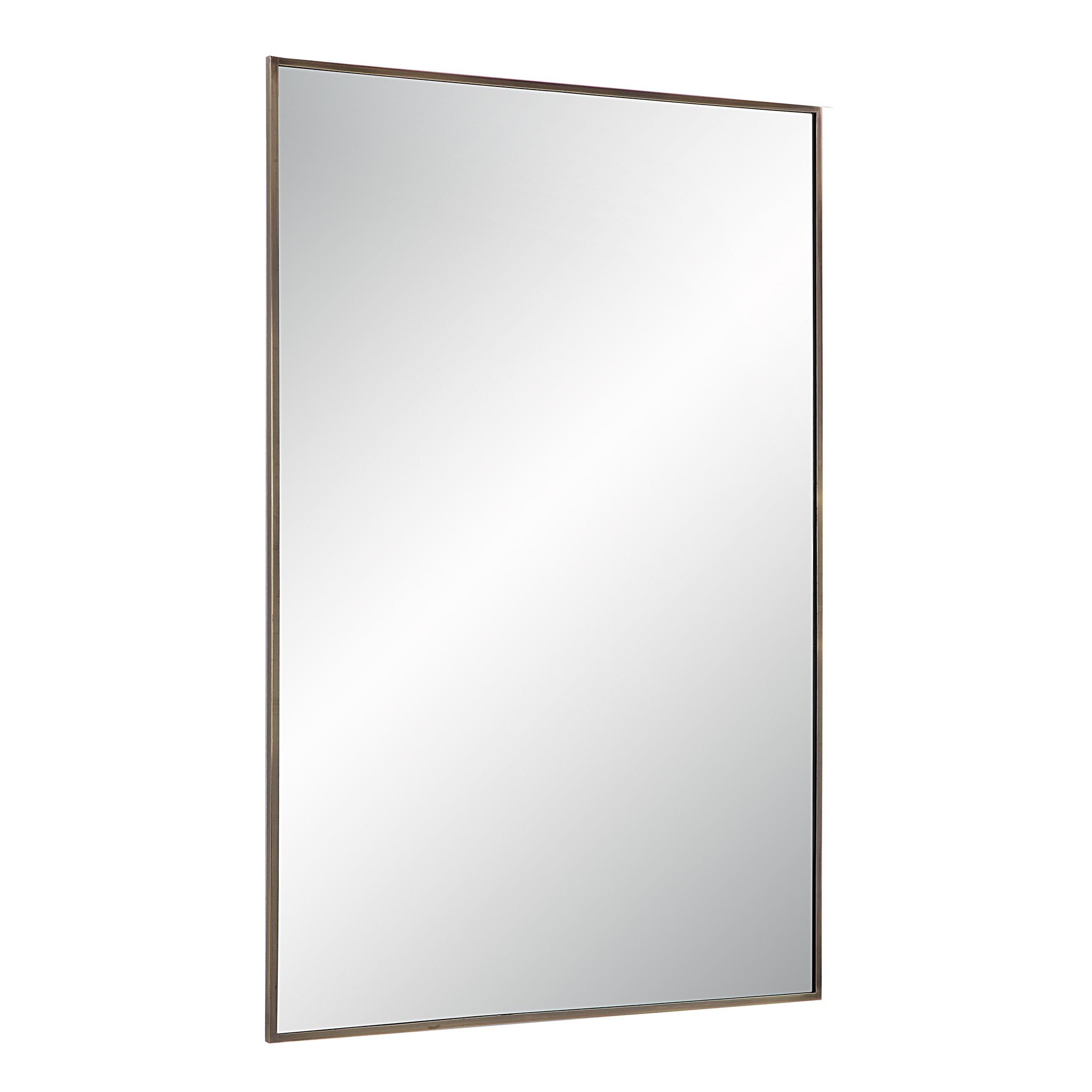 Cider Wall Mirror angled view, featuring a modern silver frame and a bright reflective surface.