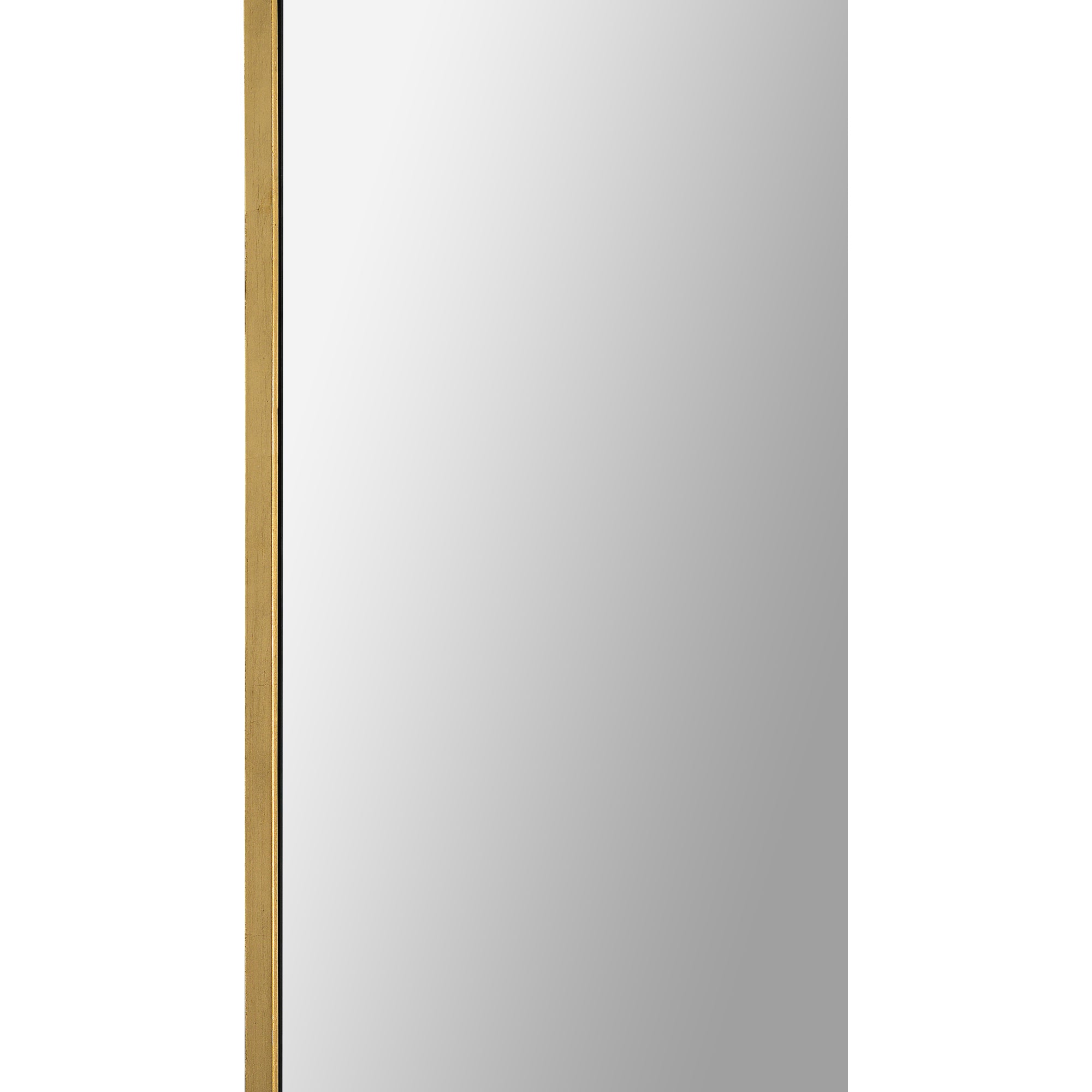 Thatcher Full Length Mirror featuring a gold frame, side view highlighting the reflective surface